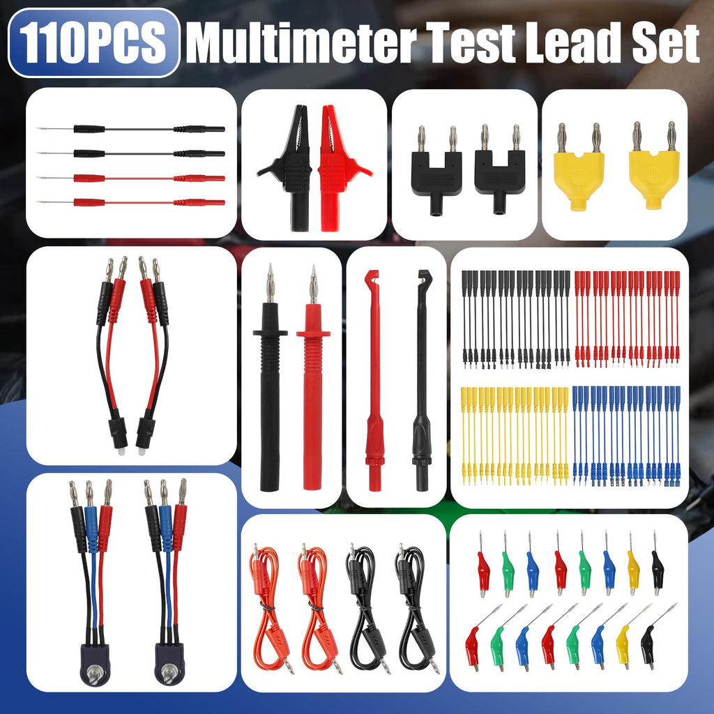 110 Pcs Automotive Circuit Test Lead Kit with Black Carrying Case A12417