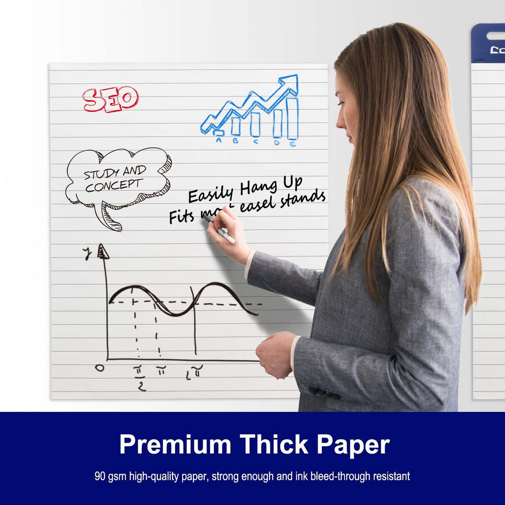 Lined Sticky Easel Pad, 25 x 30 In Flip Chart, 30 Sheets/Pad, 10 Pads O922261