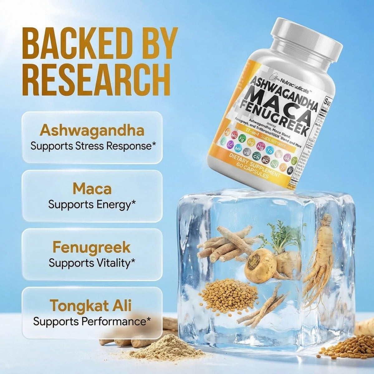 Ashwagandha Maca Root Fenugreek Tongkat Ali Ginseng Capsules B32830