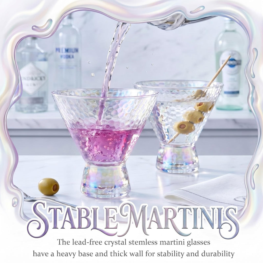 Set of 6 Stemless Martini Glasses 9oz Multicolor H834353