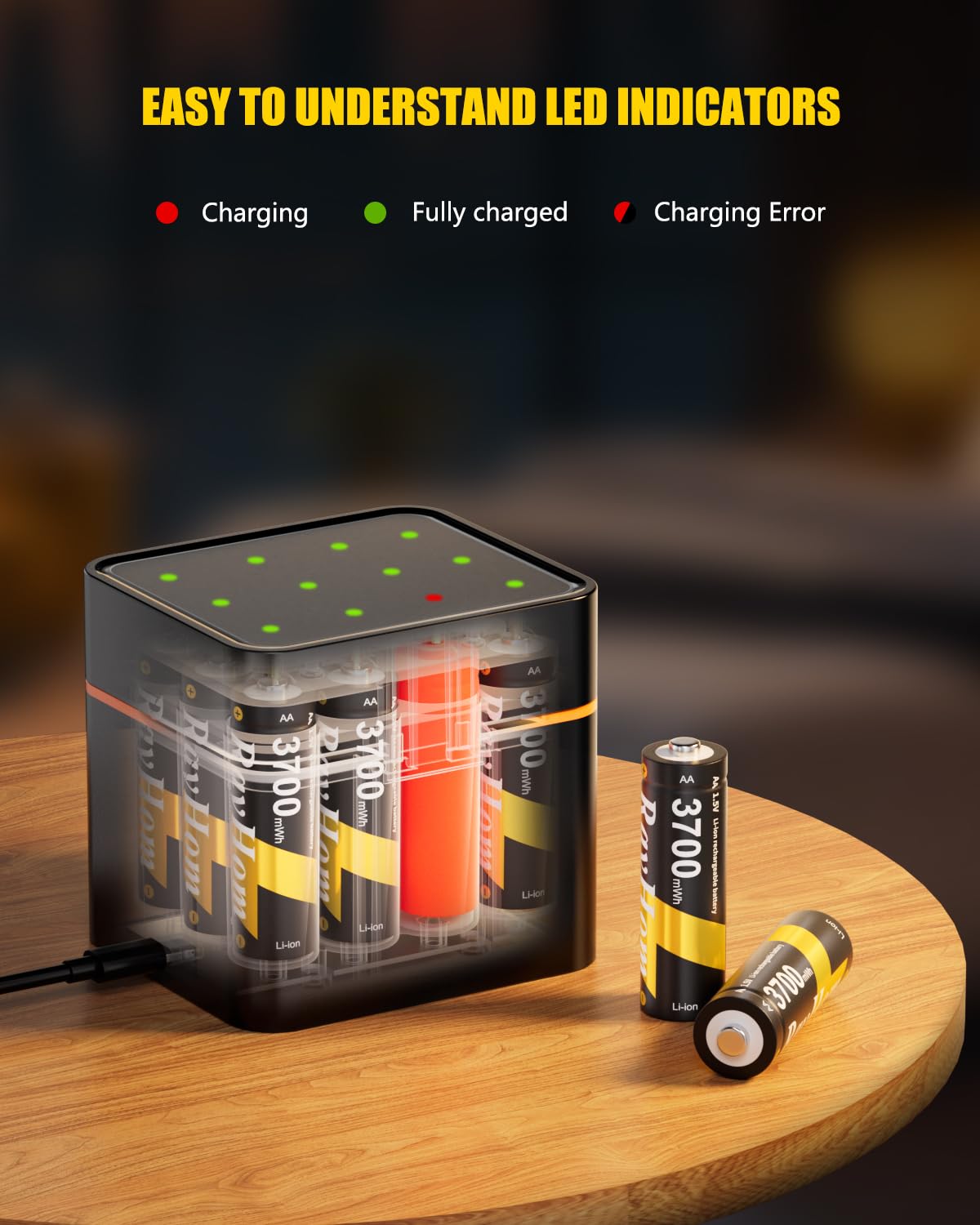 12 Pack Rechargeable AA Lithium Batteries with Charger F267