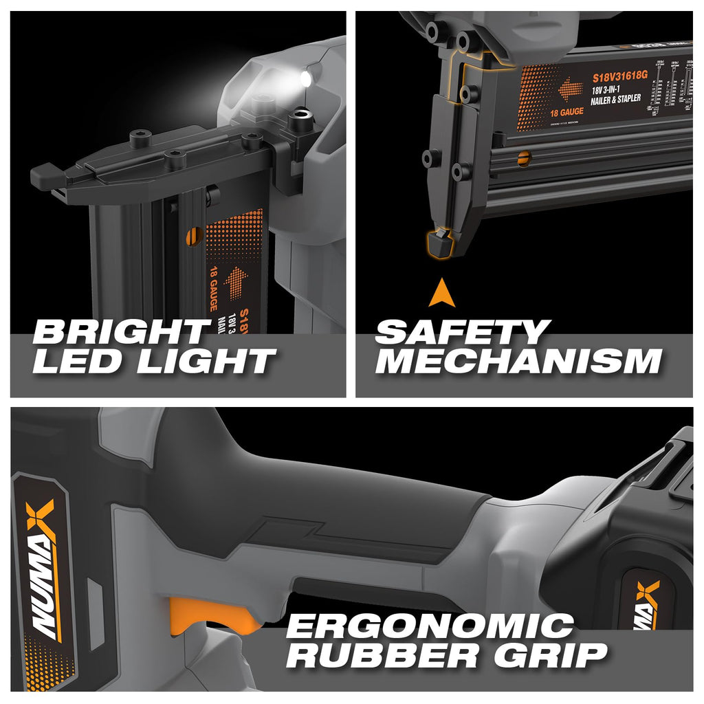 18V Cordless 3-in-1 Nail Gun Kit E1456