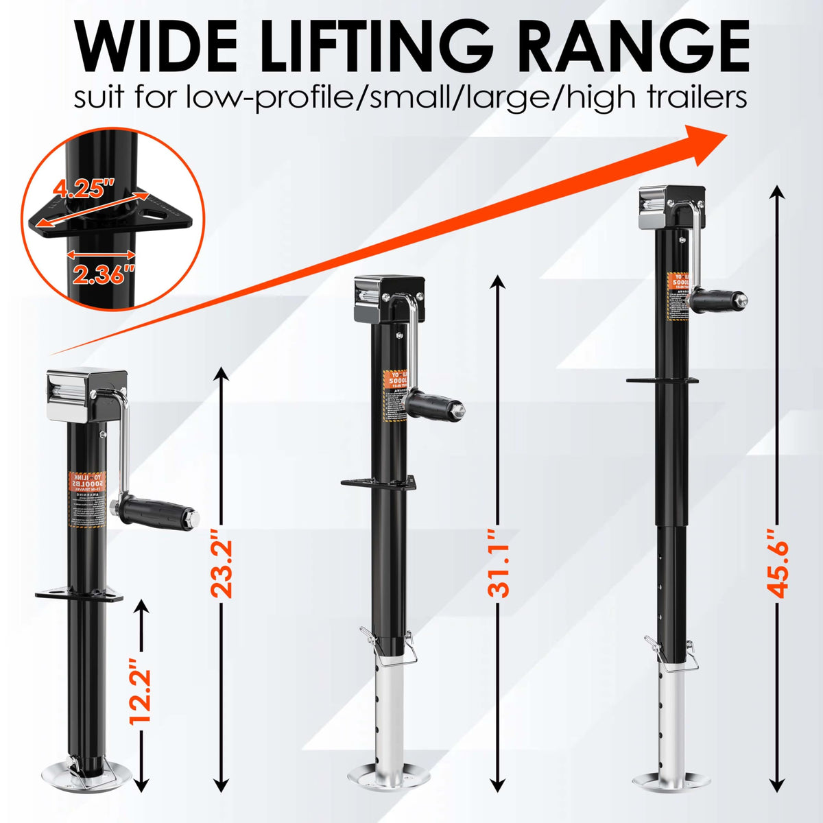 5000 lbs 15" Lift A-Frame Trailer Jack J52017