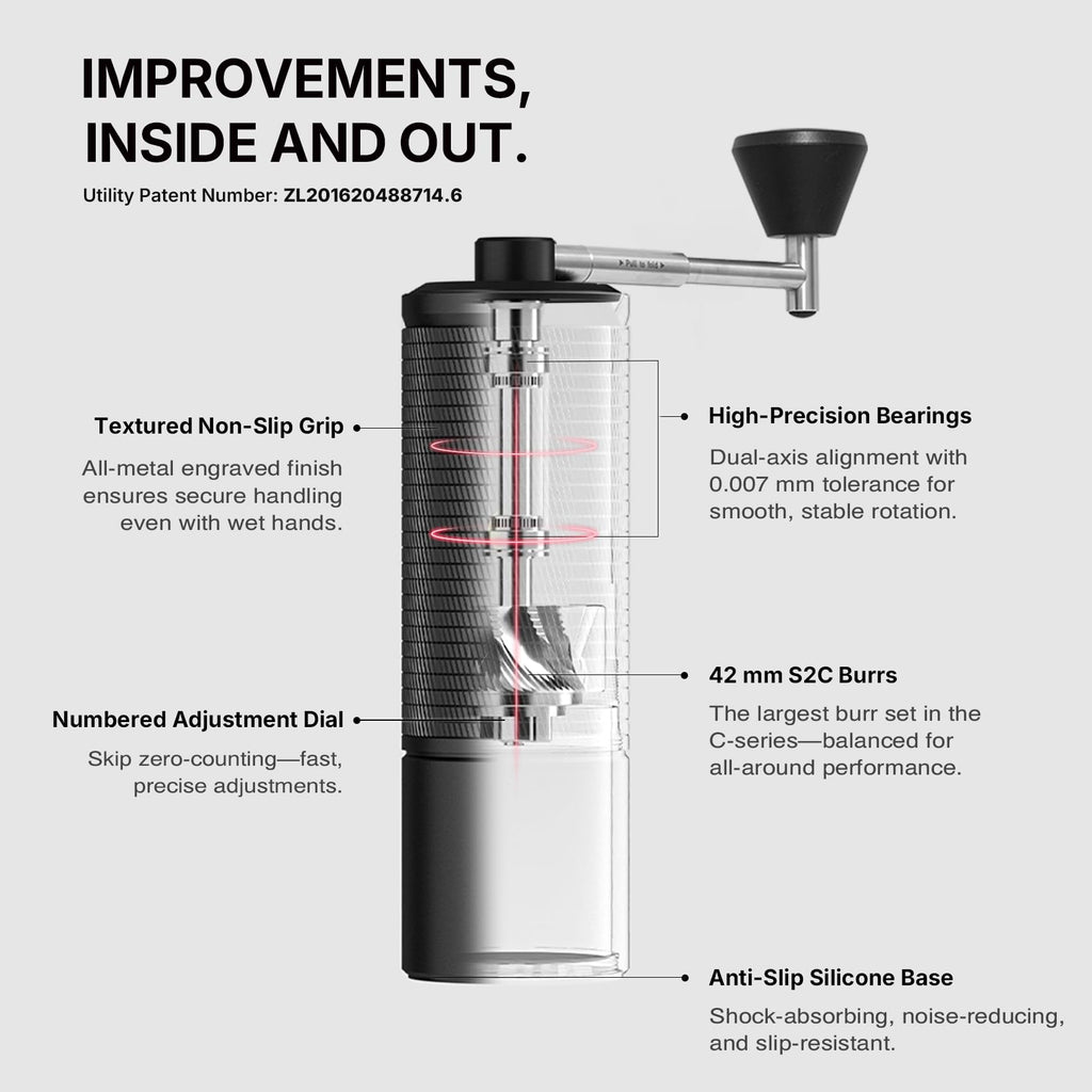 Manual Coffee Grinder with Conical Burr, Portable Hand Coffee Mill, Black B7960