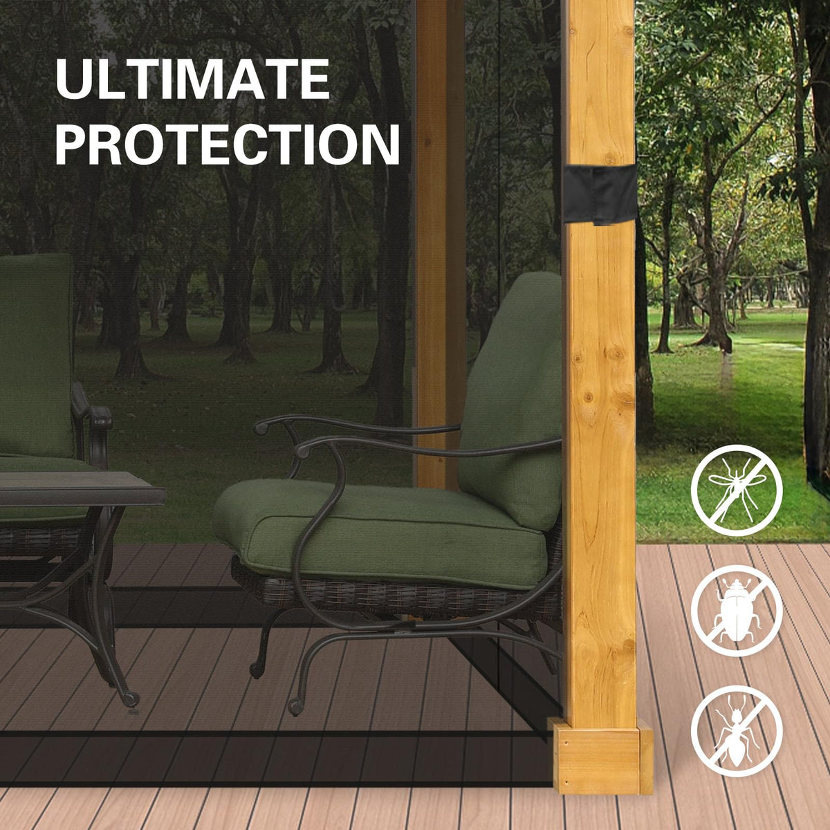 10' x 10' Black Gazebo Netting Screen Replacement I49650