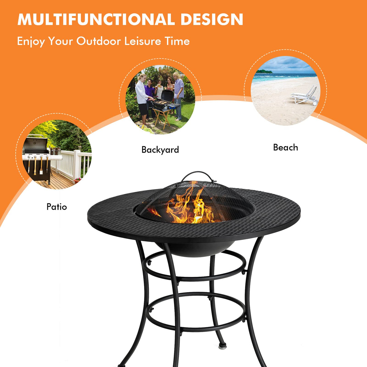 4-in-1 Outdoor Fire Pit Dining Table W479