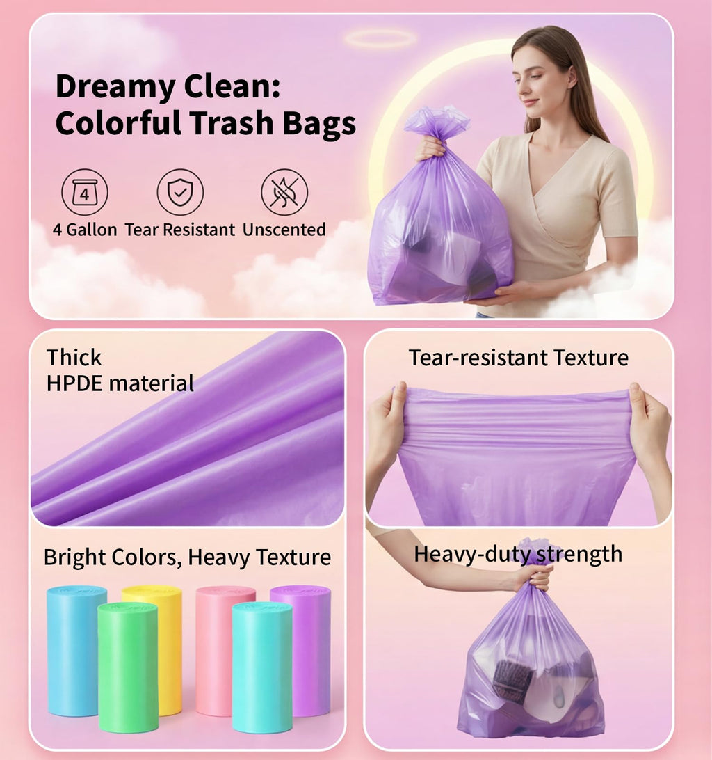 4 Gallon 0.86 Mil Unscented 150 Count Small Trash Bags X498