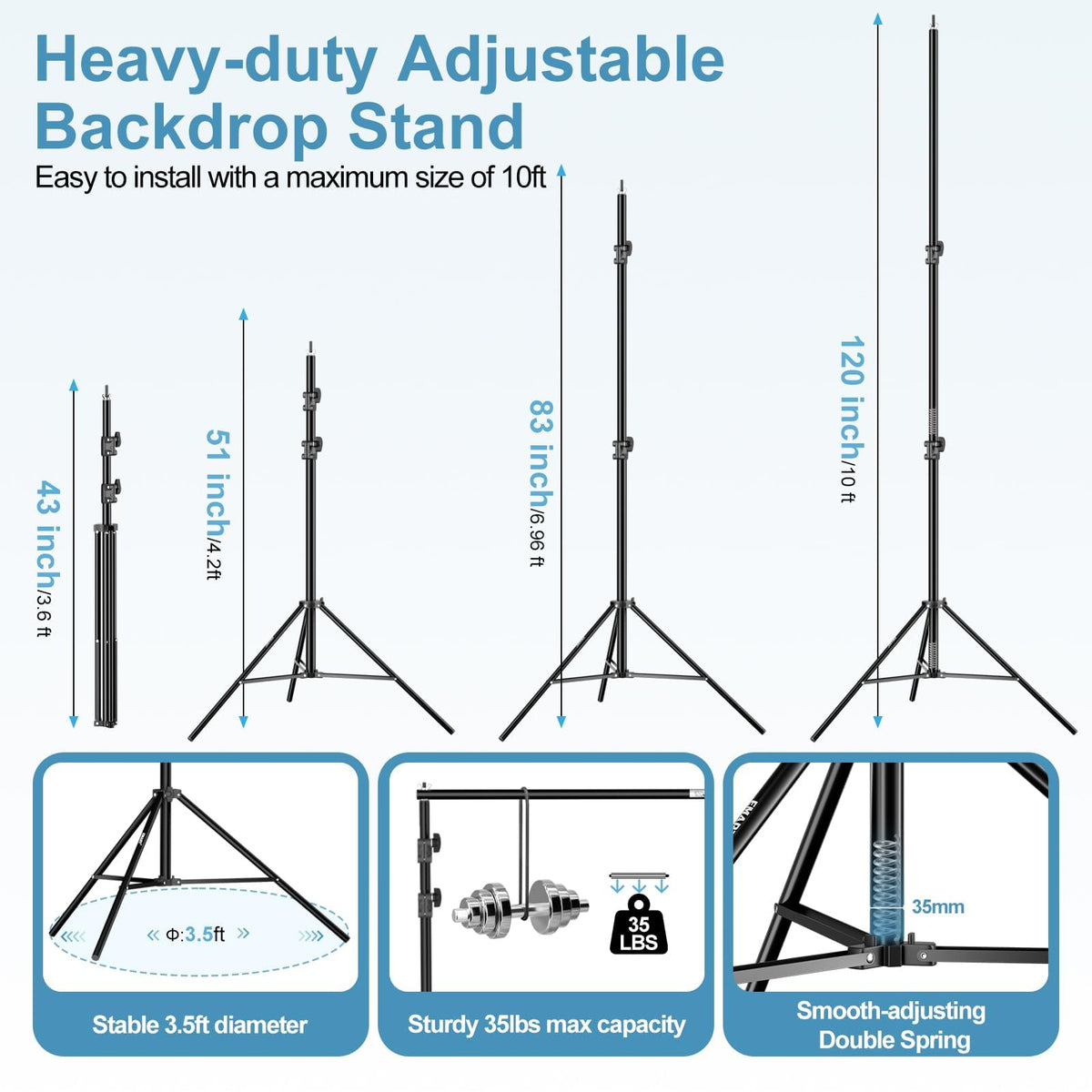 10x10Ft Heavy Duty Adjustable Backdrop Stand N8421