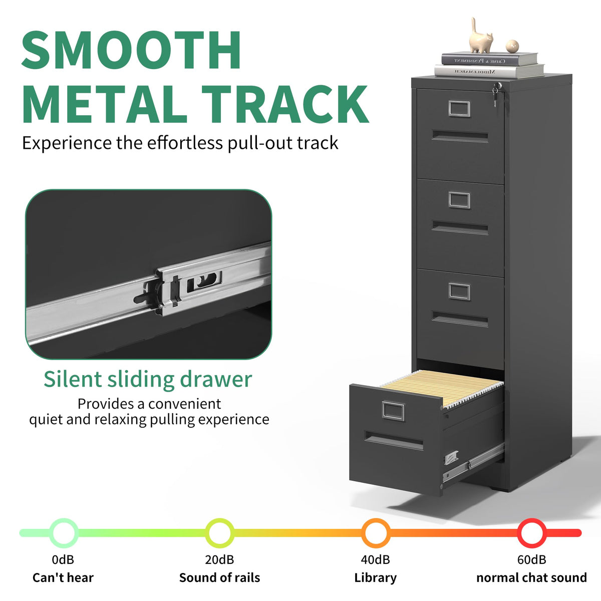 Black 4 Drawer Steel File Cabinet with Lock Z84874
