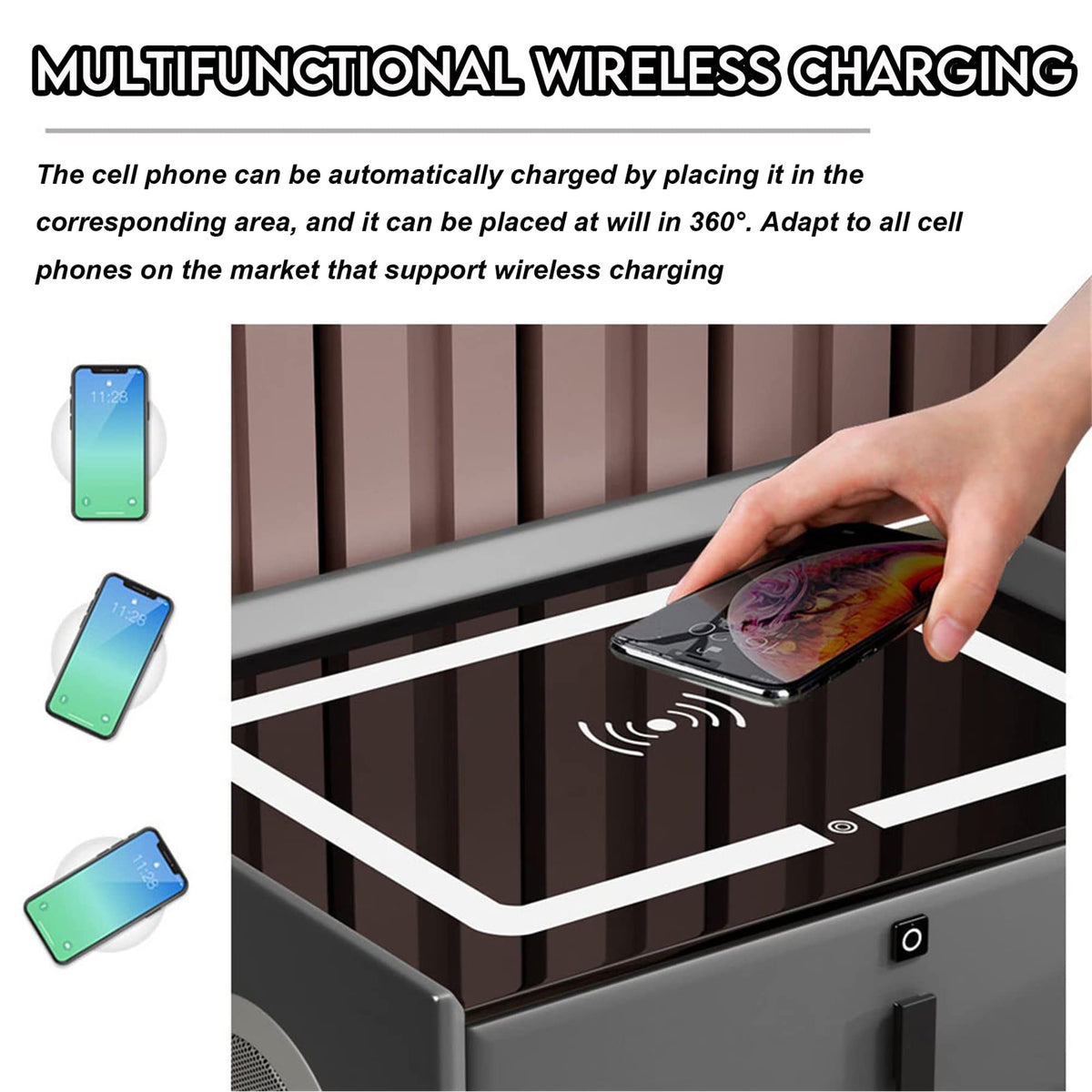 Pink 3 Drawer Nightstand with Charging Station and Speakers E62218