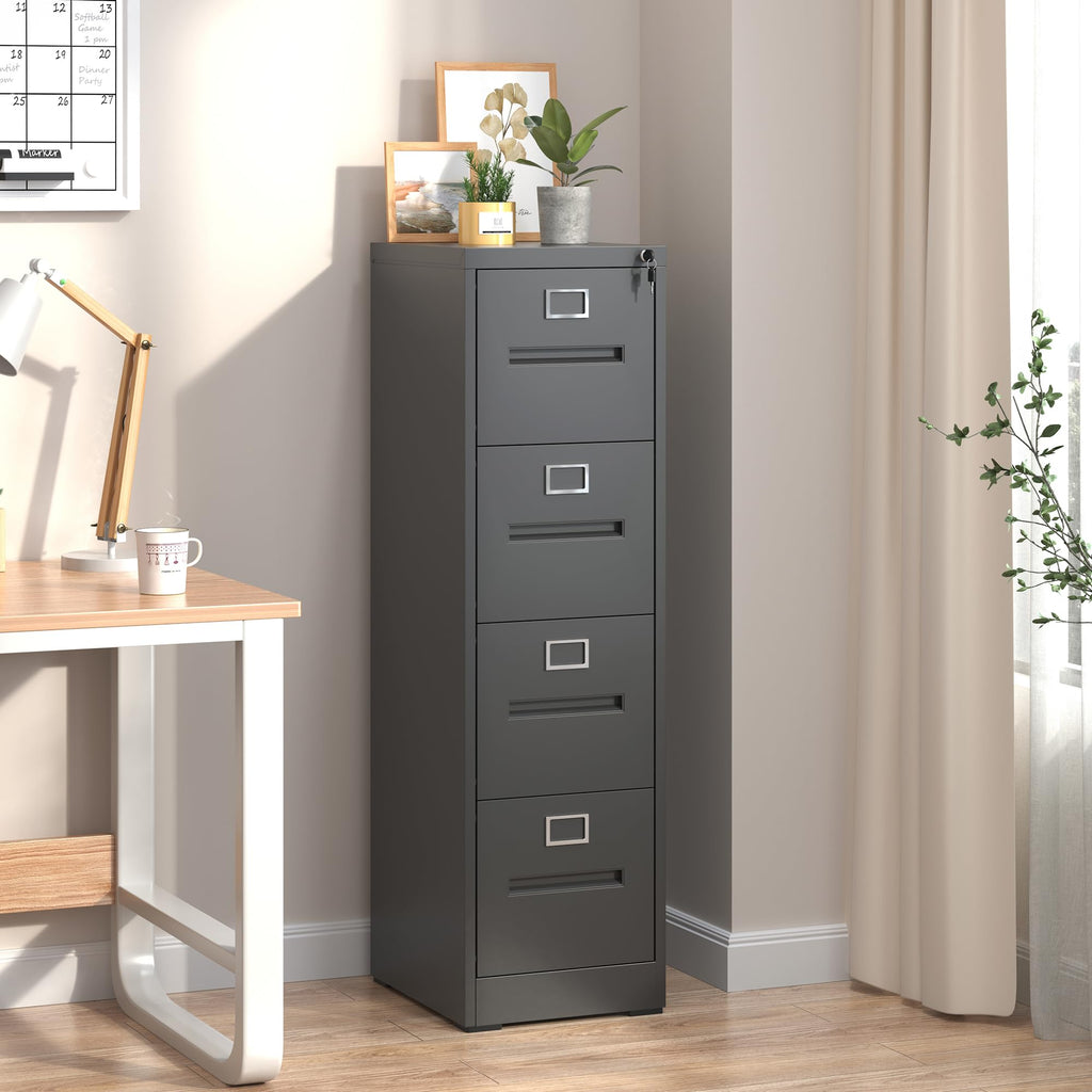 Black 4 Drawer Steel File Cabinet with Lock Z84874