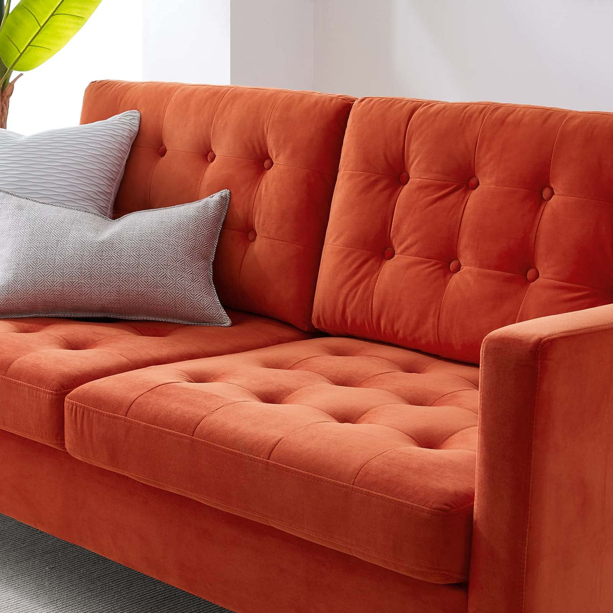 Orange Tufted Performance Velvet Sofa G174
