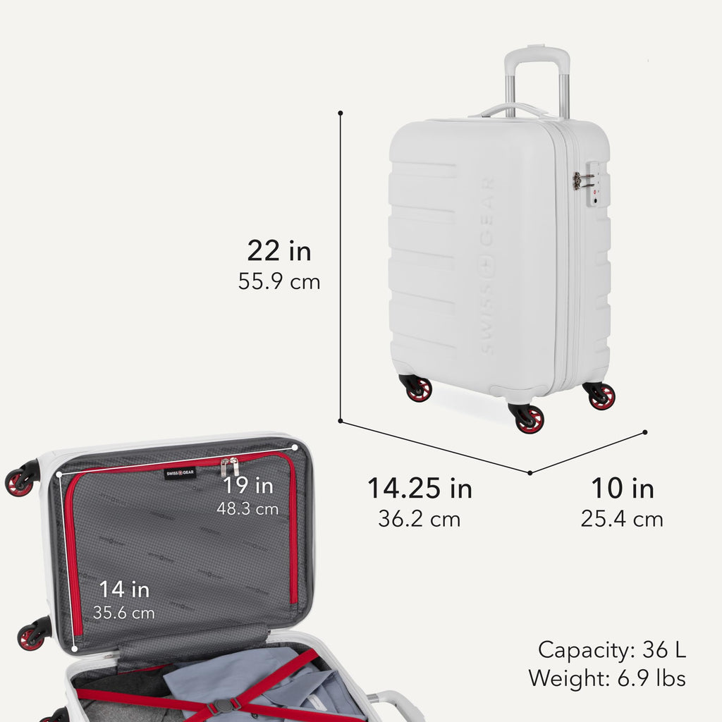 White 19-Inch Hardside Expandable Carry-On Spinner Luggage T698397