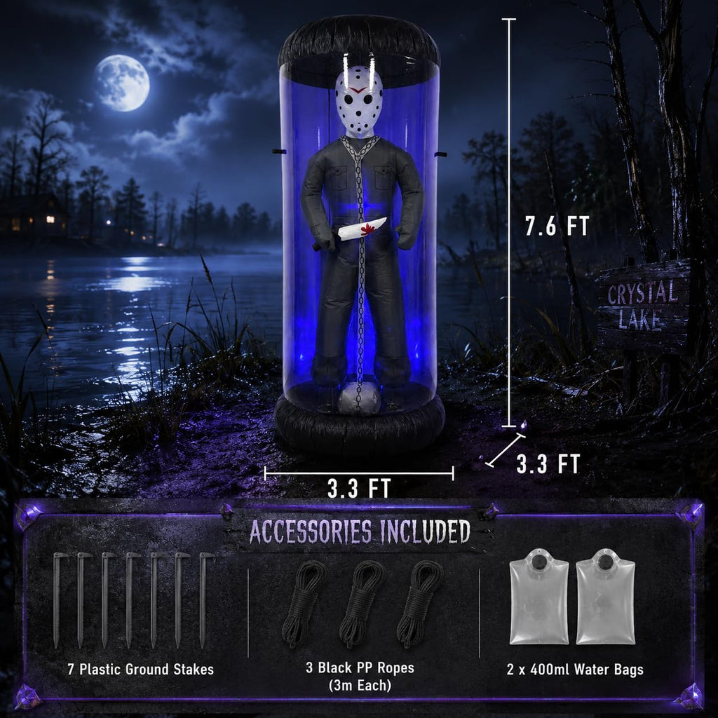 7.6FT Halloween Inflatable Outdoor Decoration with Blue LED Lights N7579