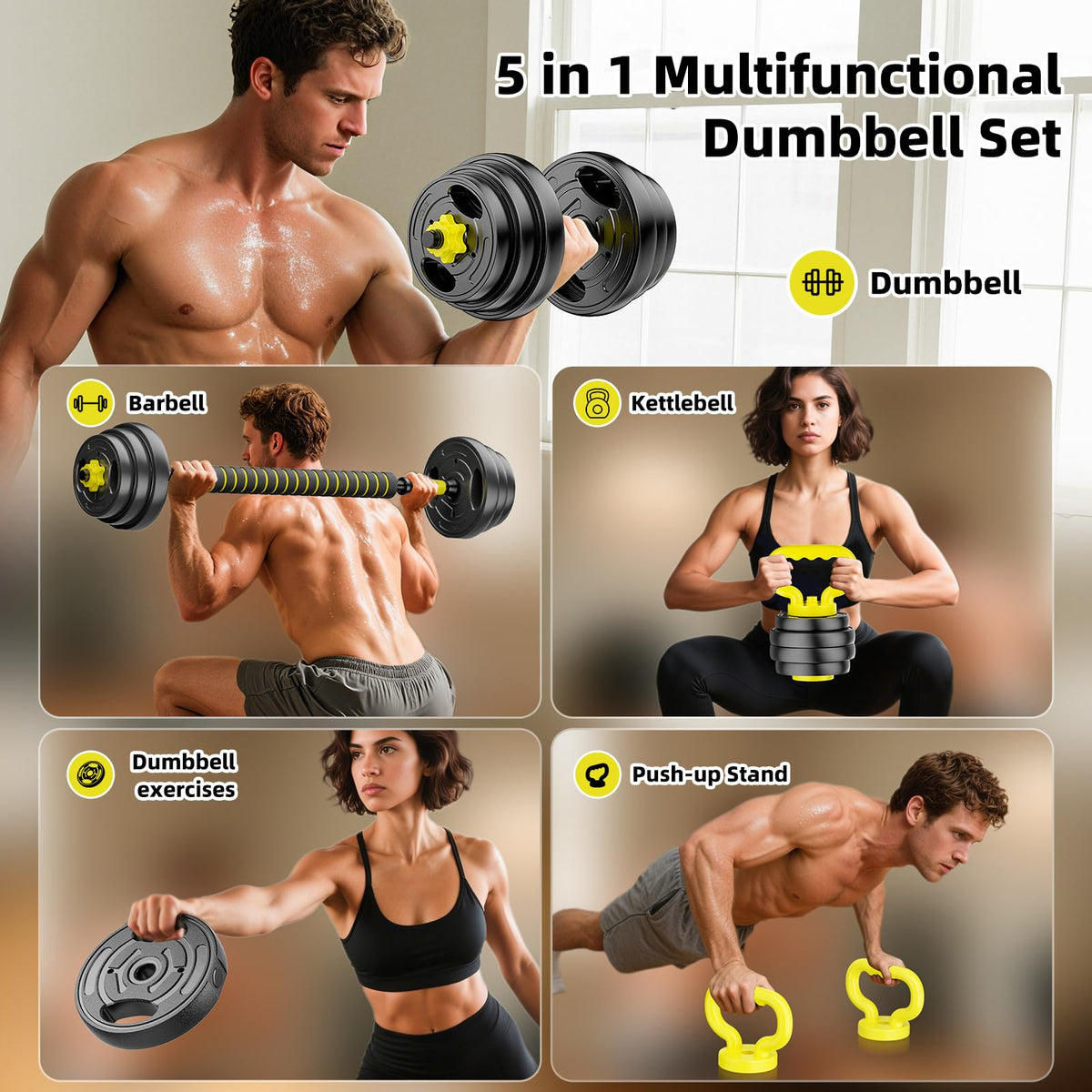 Adjustable Dumbbell Set 10-90lbs Free Weights V354
