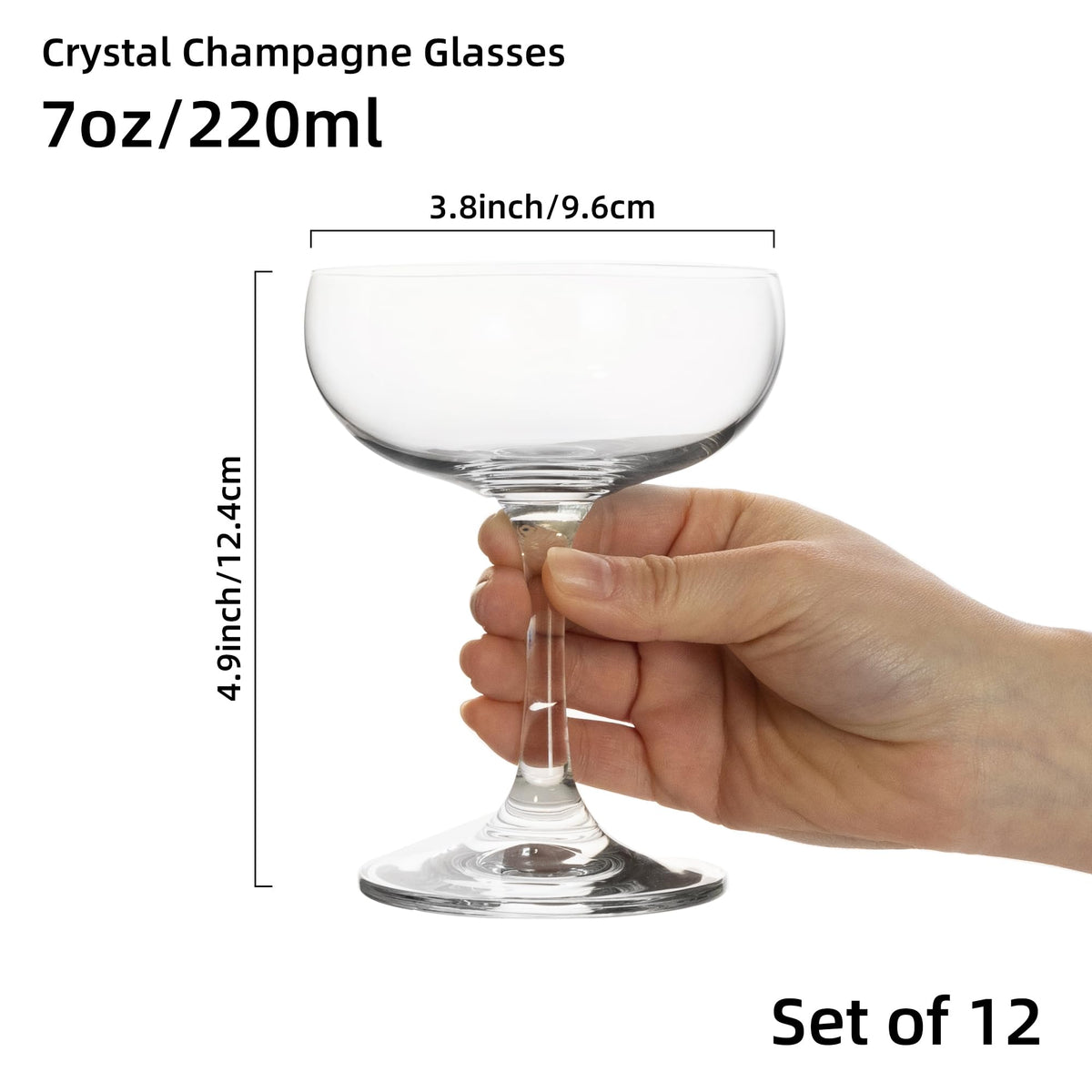 7Oz Crystal Champagne Coupe Glasses Set of 12 S3220