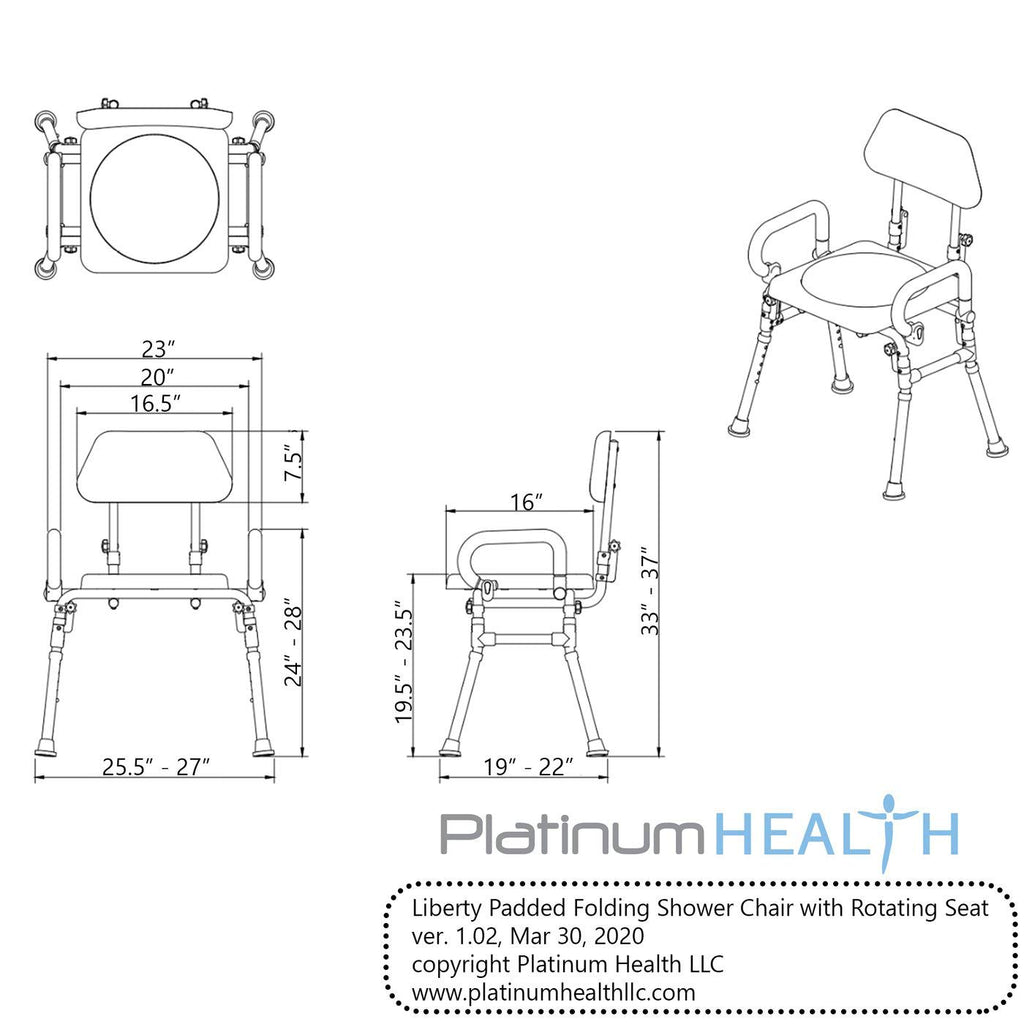 Folding Shower Chair with Padded Seat Armrests Backrest T86717
