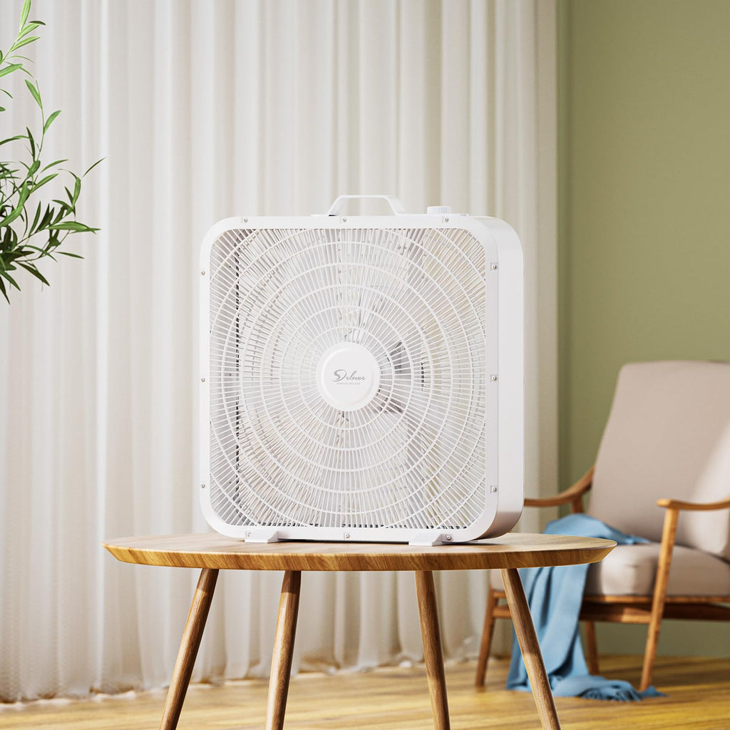 20” 3-Speed Box Fan with Carry Handle, White Y6771