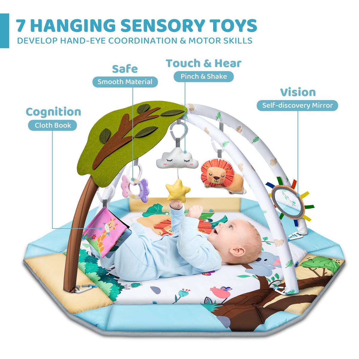 8-in-1 Tummy Time Play Mat & Ball Pit with 6 Toys P53603