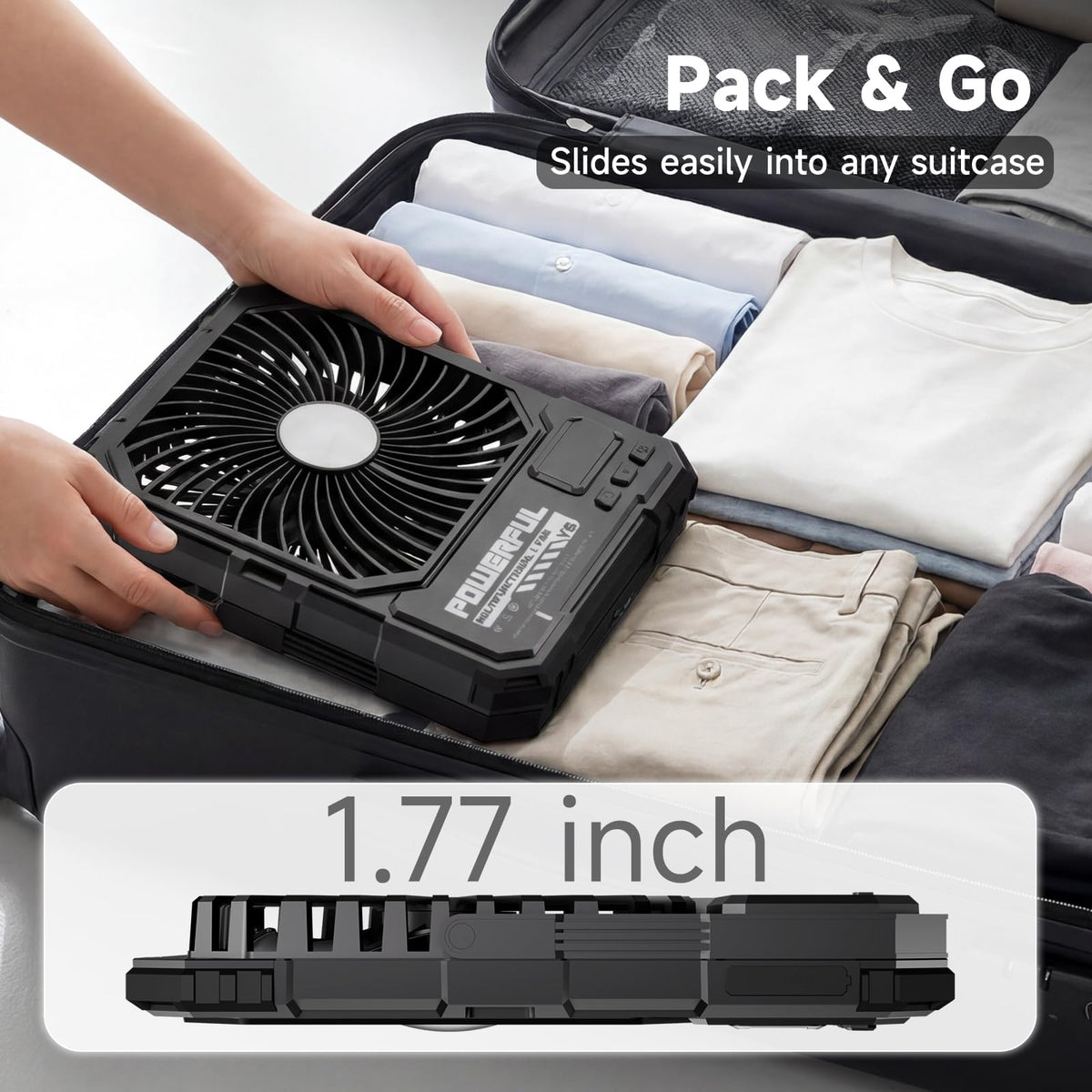 20000mAh Rechargeable Battery Powered Fan with LED Light P512
