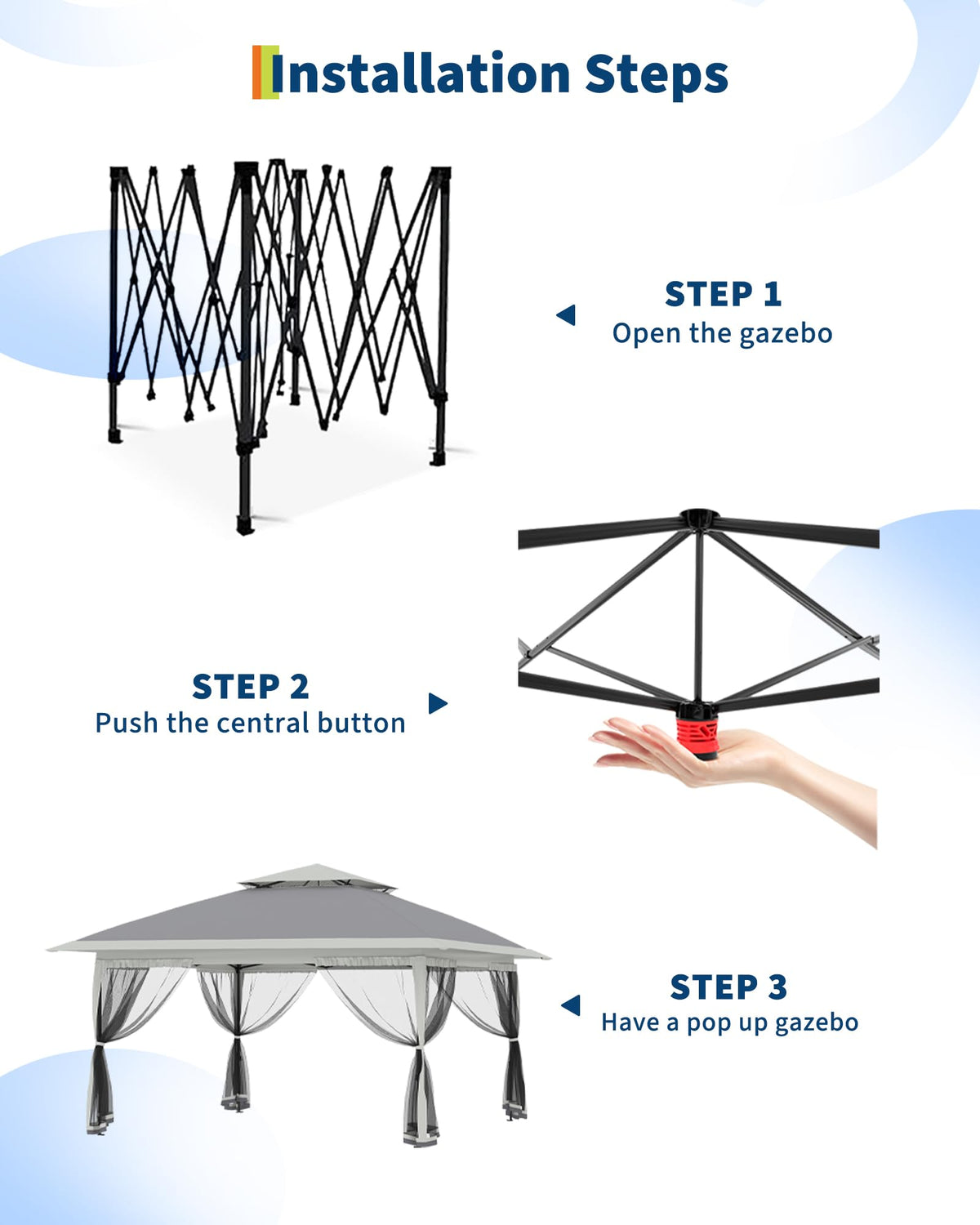 13x13FT Pop Up Gazebo with Mosquito Netting, Grey H154105