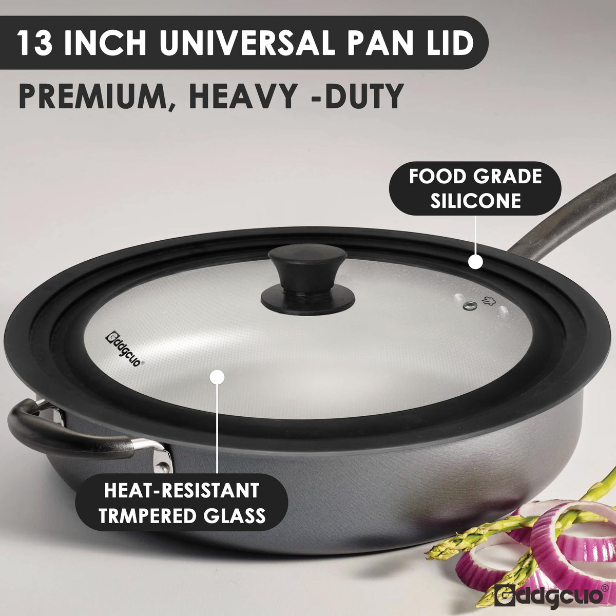 2 Pcs Universal Silicone Tempered Glass Pan Lids Dishwasher Safe U5441