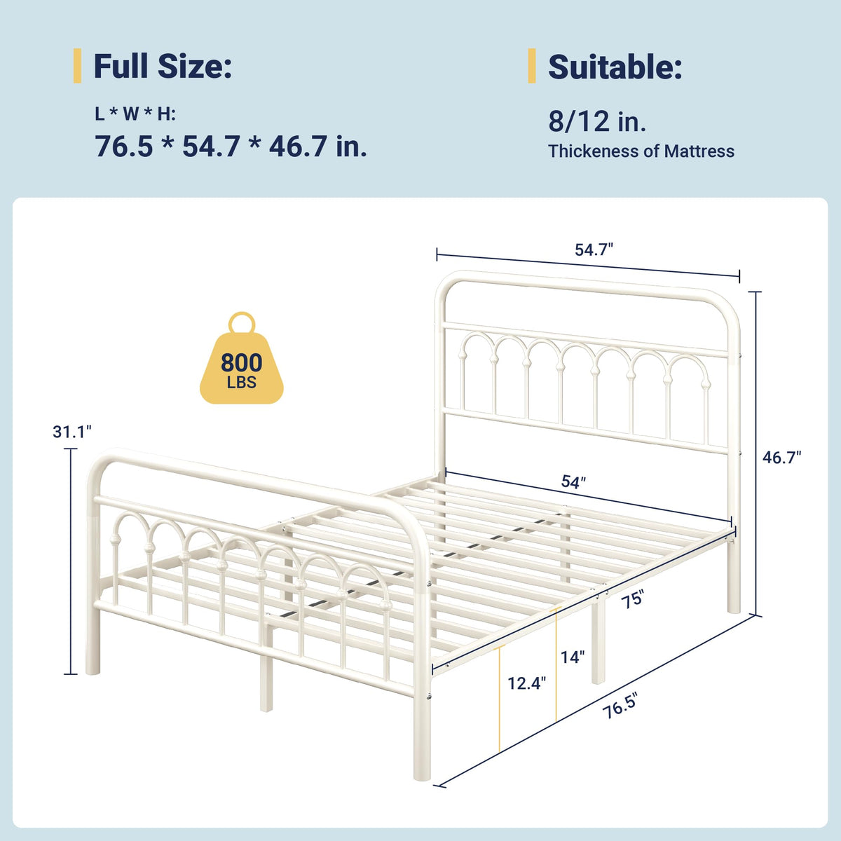 Full Size Metal Platform Bed Frame with Headboard C9680