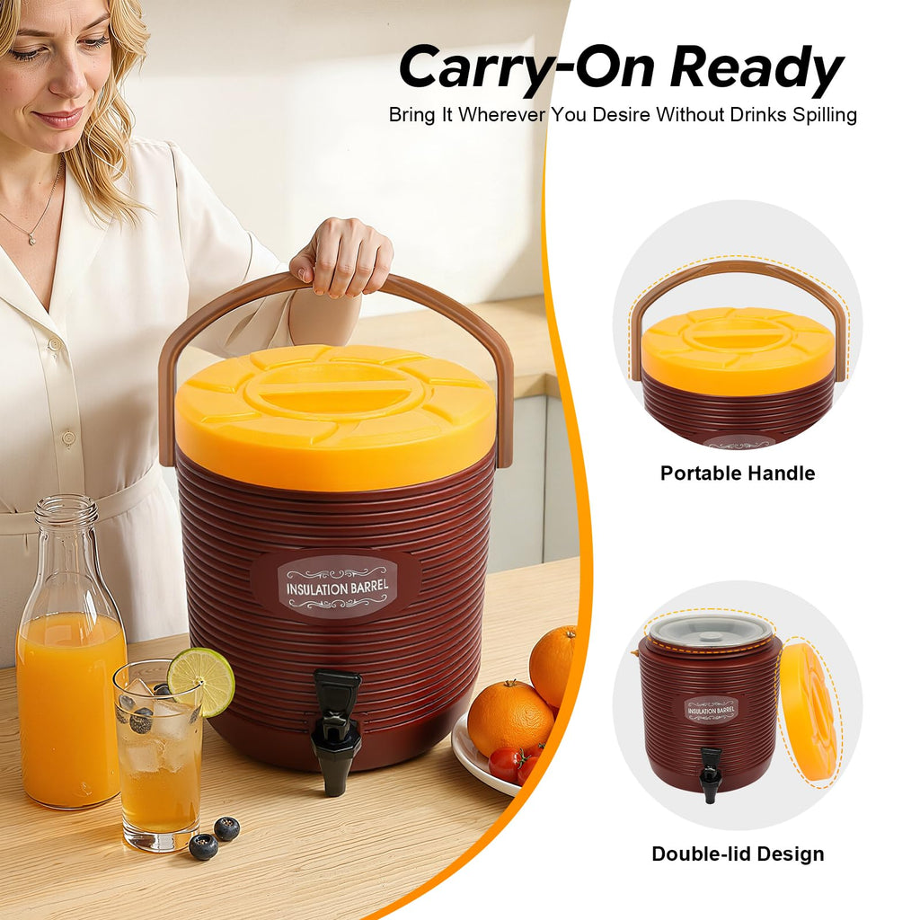 Insulated Beverage Dispenser 3.43gal Stainless Steel Portable Water Jug V8777