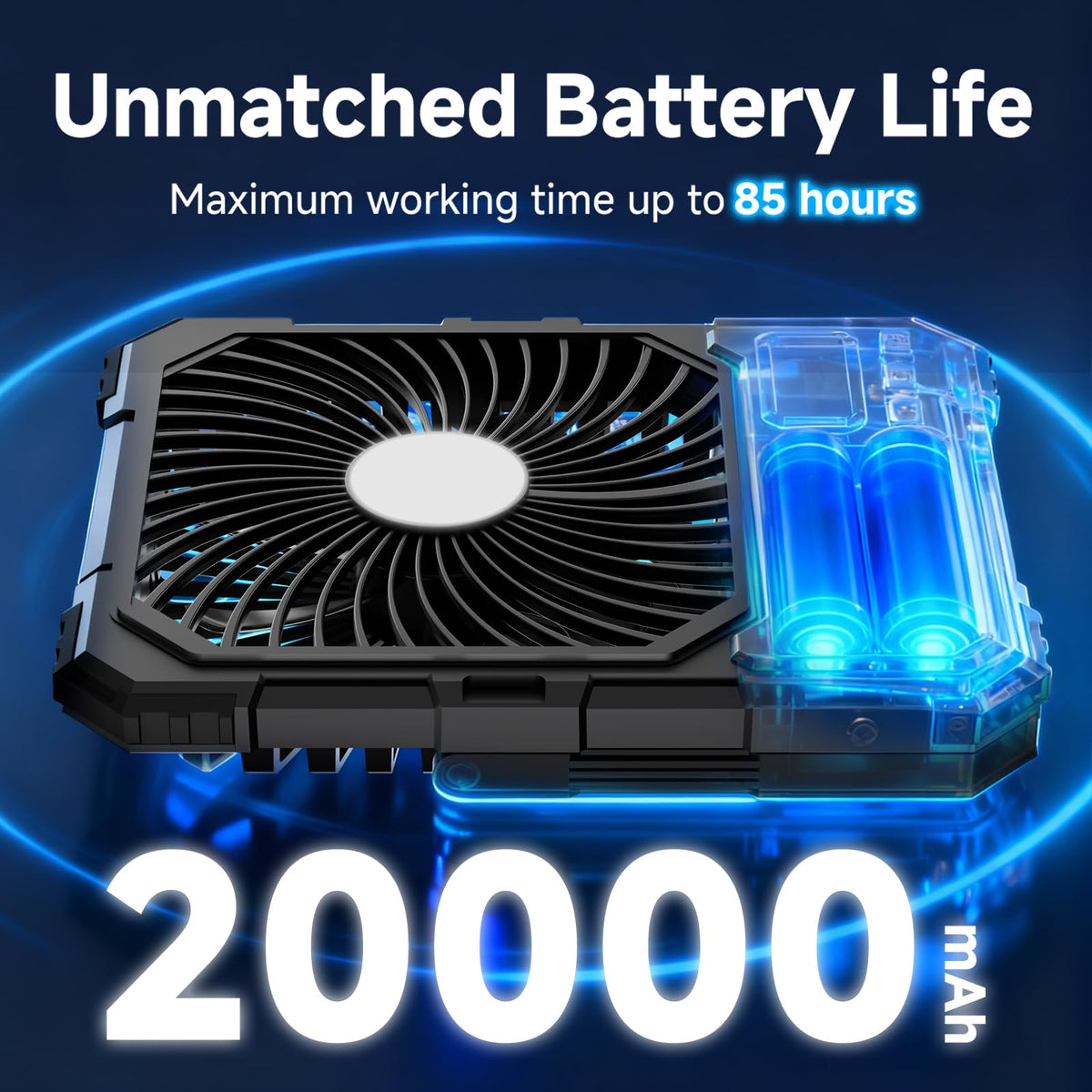 20000mAh Rechargeable Battery Powered Fan with LED Light P512