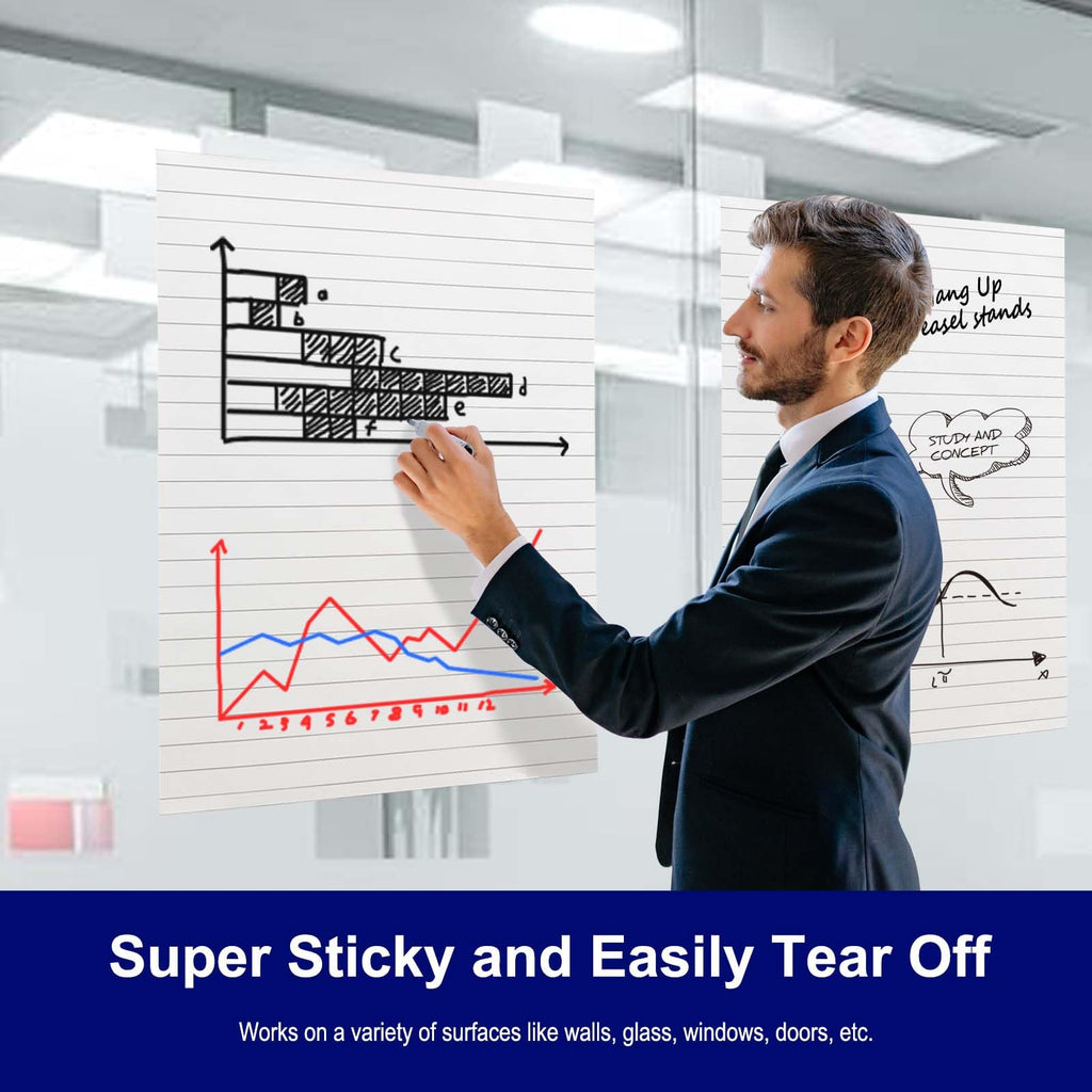 Lined Sticky Easel Pad, 25 x 30 In Flip Chart, 30 Sheets/Pad, 10 Pads O922261