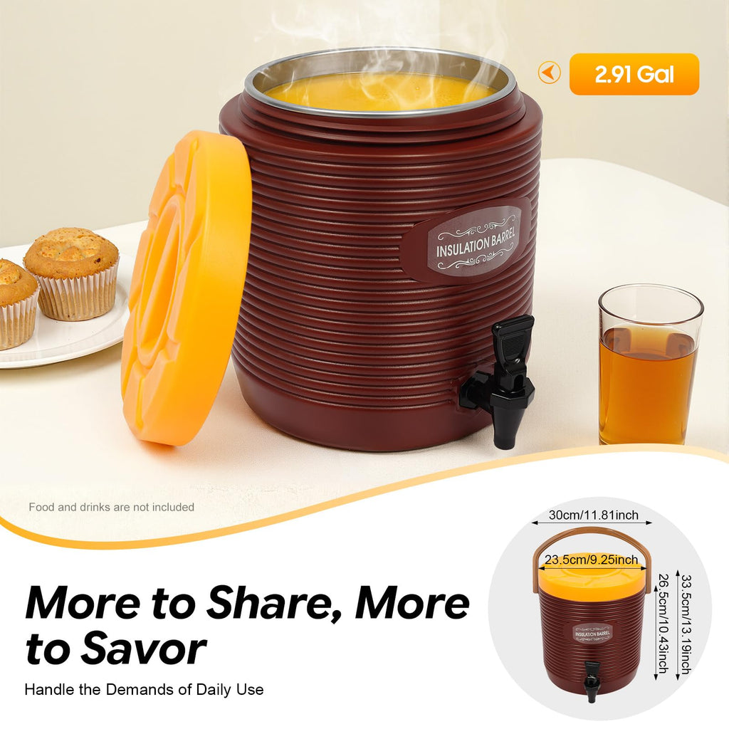 Insulated Beverage Dispenser 3.43gal Stainless Steel Portable Water Jug V8777