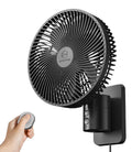 8 Inch Wall Mounted Fan with Remote Control, 4 Speeds, Black R3907