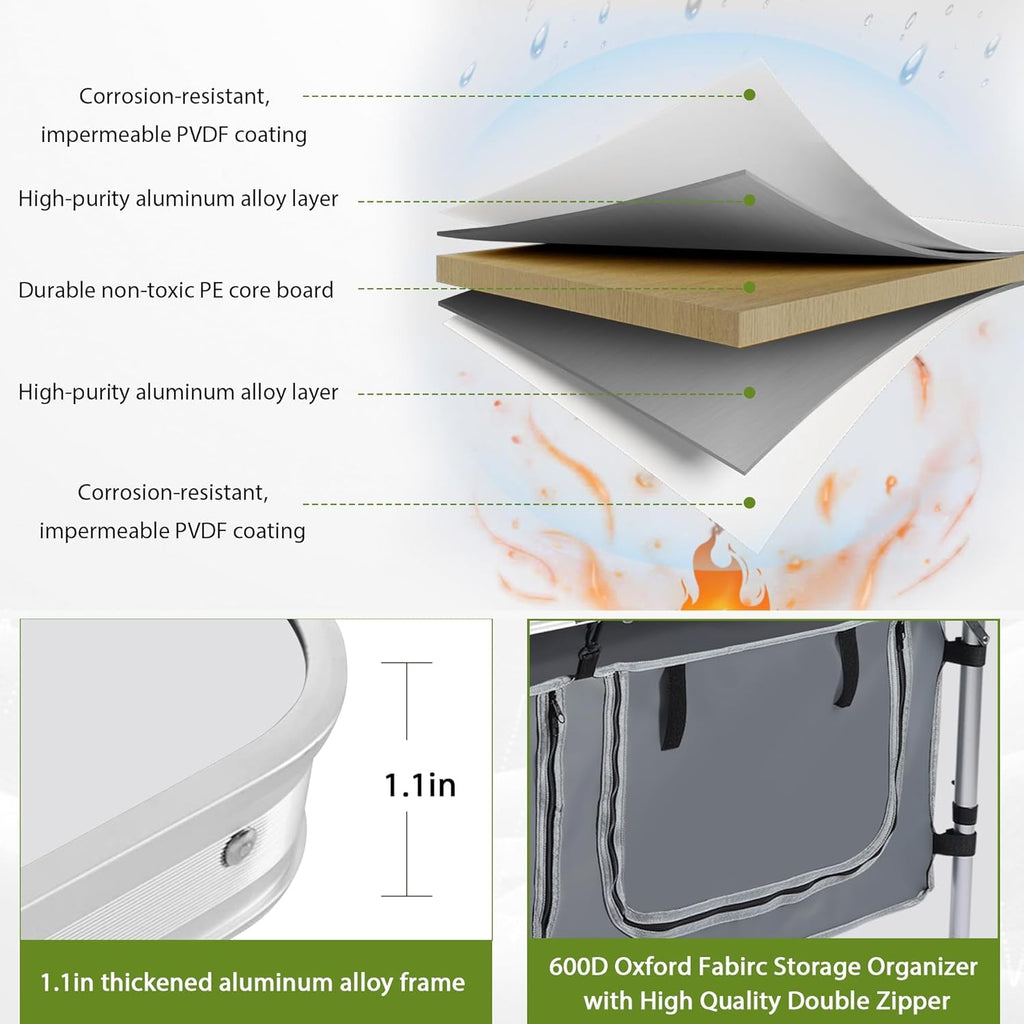 Camping Table with Storage Gray U959