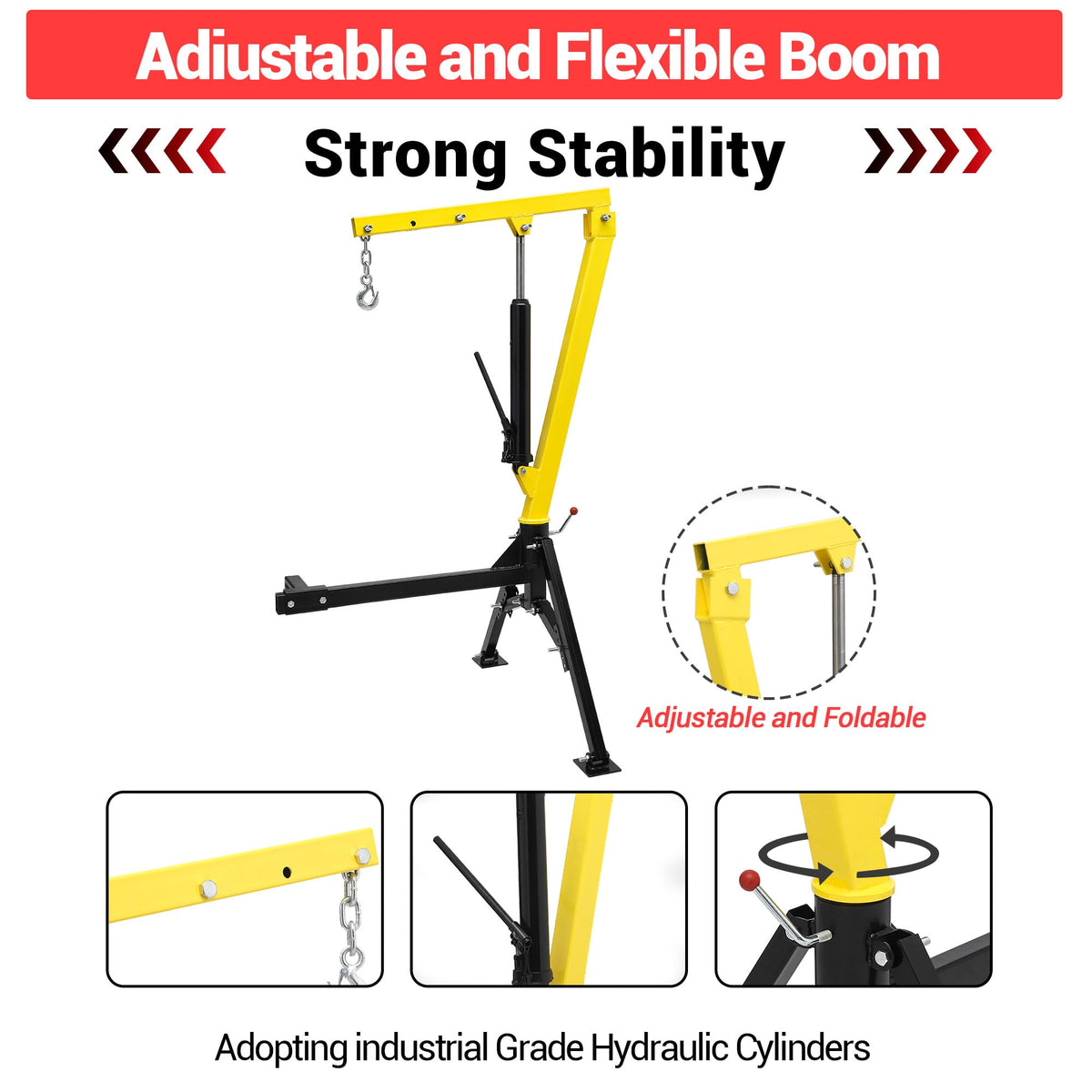 1000 lbs 360° Swivel Hydraulic Pickup Truck Crane X7433