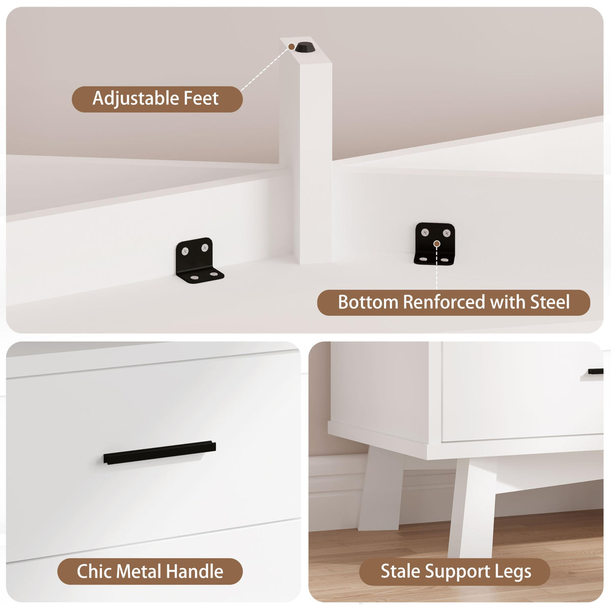 White 6 Drawer Wood Dresser B8920