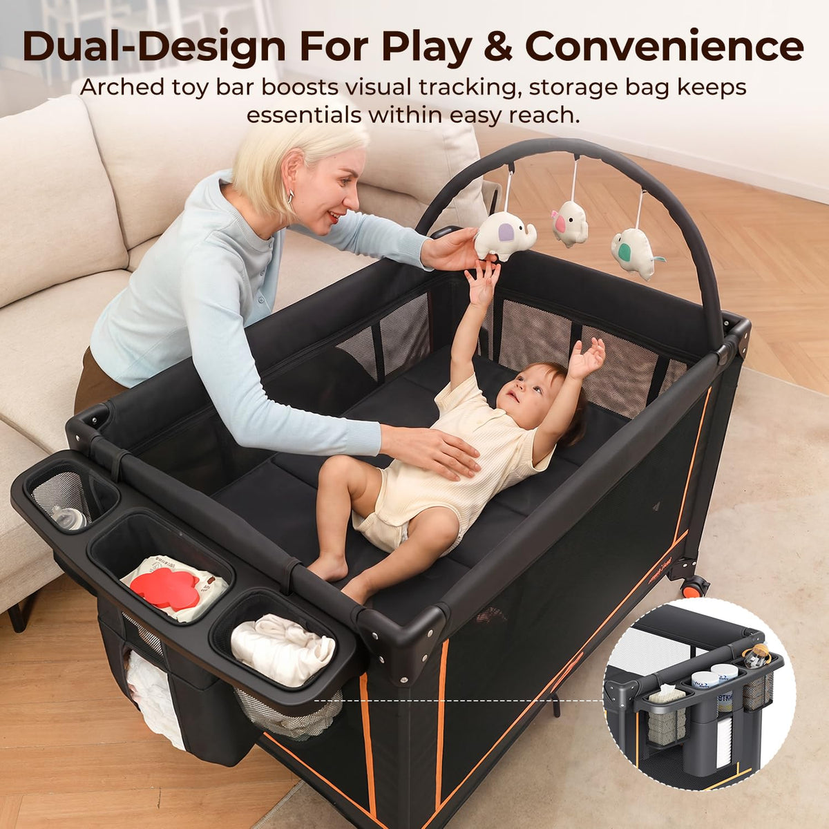 Portable Foldable Playard with Mattress and Storage Bag E202