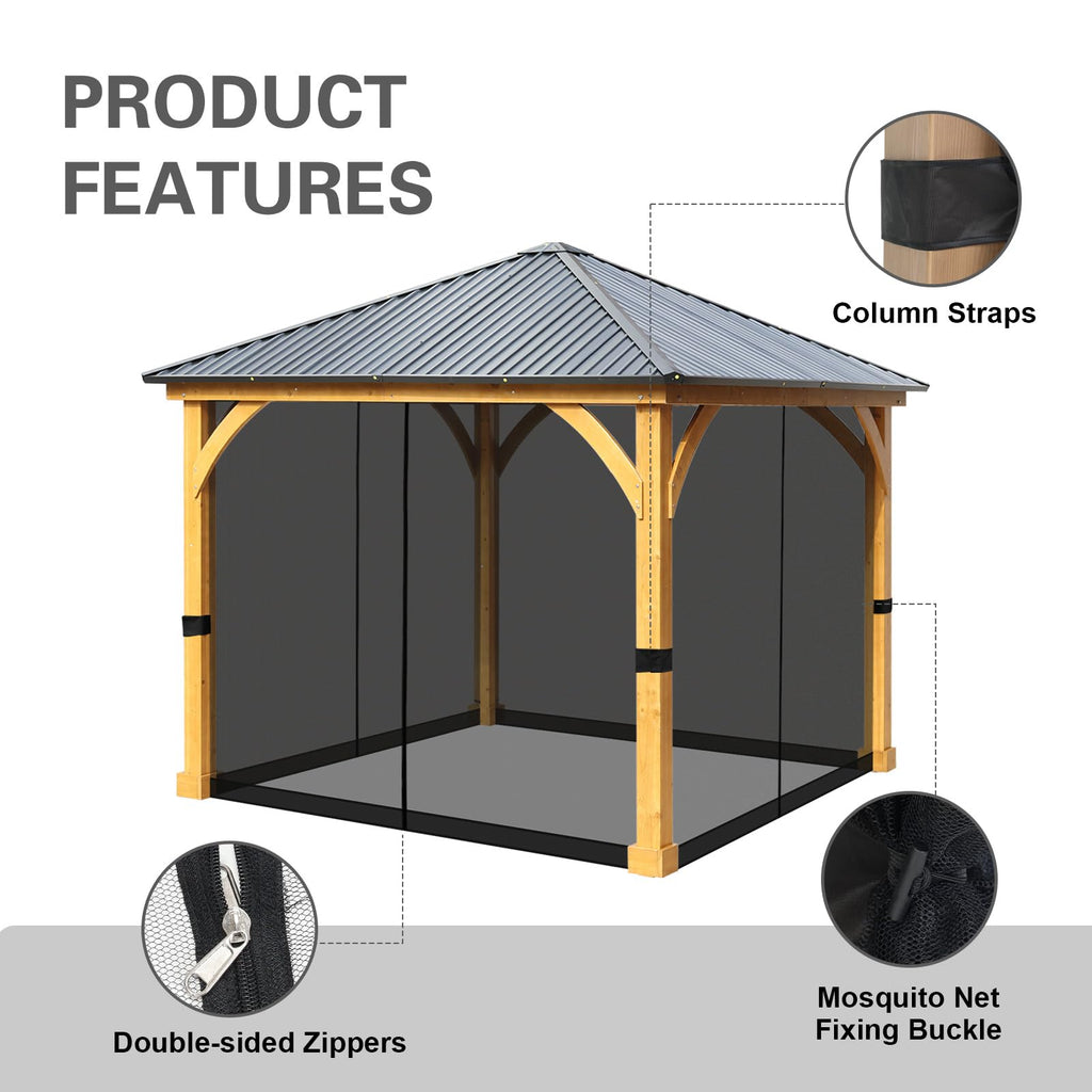 10' x 10' Black Gazebo Netting Screen Replacement I49650