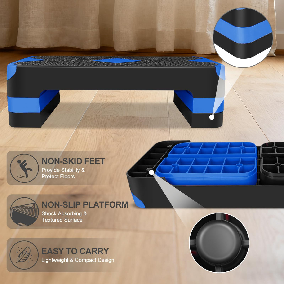 27" Adjustable Aerobic Step Platform with 4 Risers Q5381