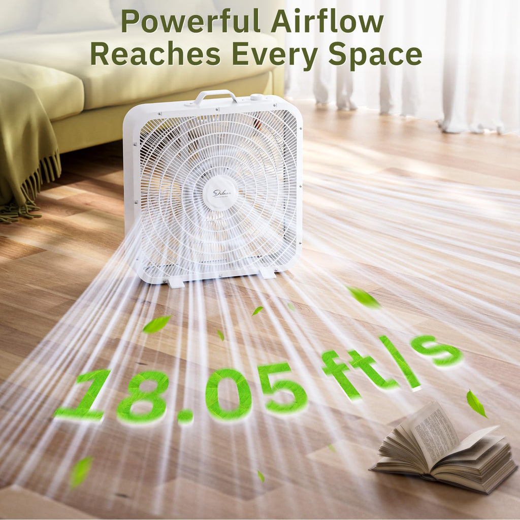 20” 3-Speed Box Fan with Carry Handle, White Y6771
