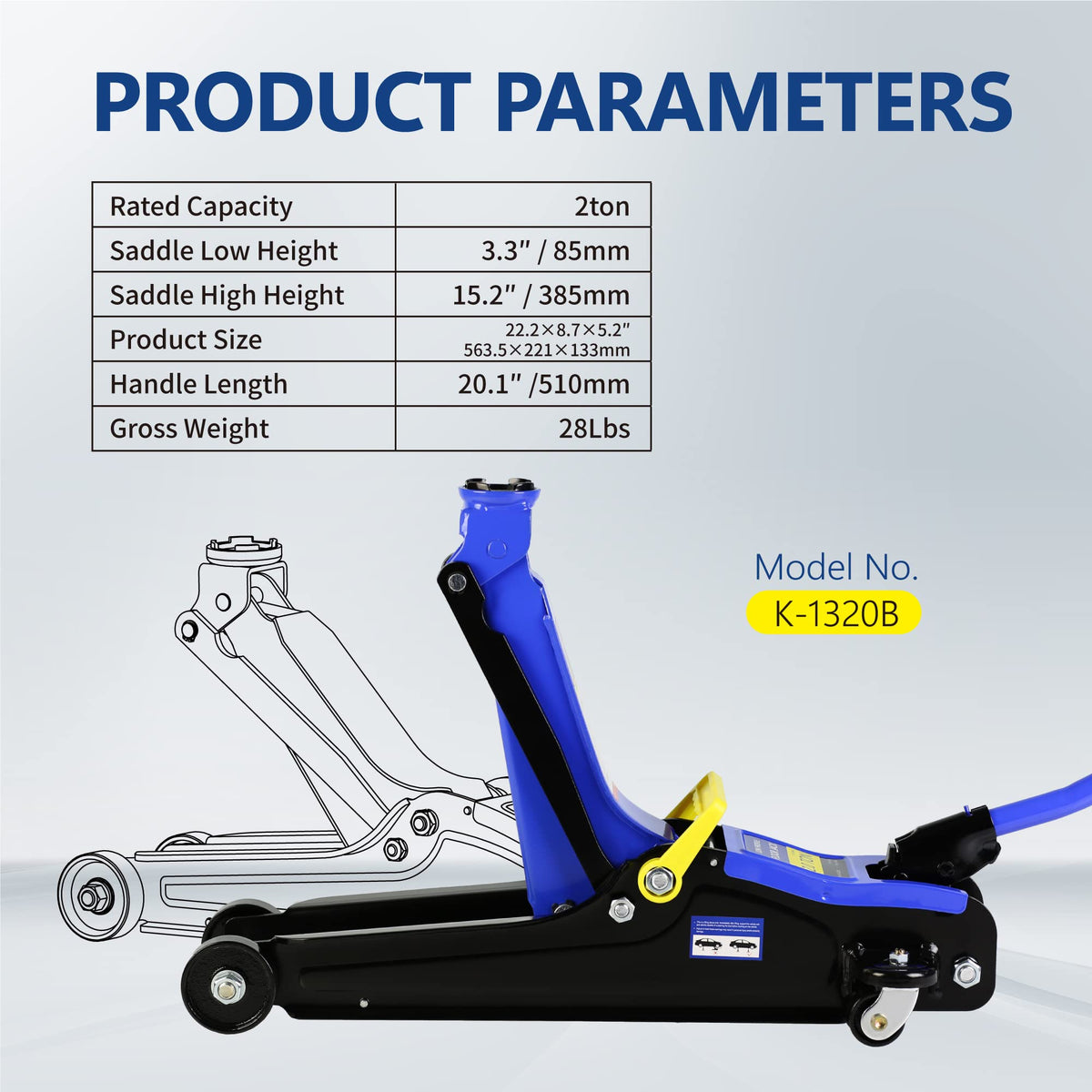 Low Profile Steel Floor Jack, 4000 lb I5816