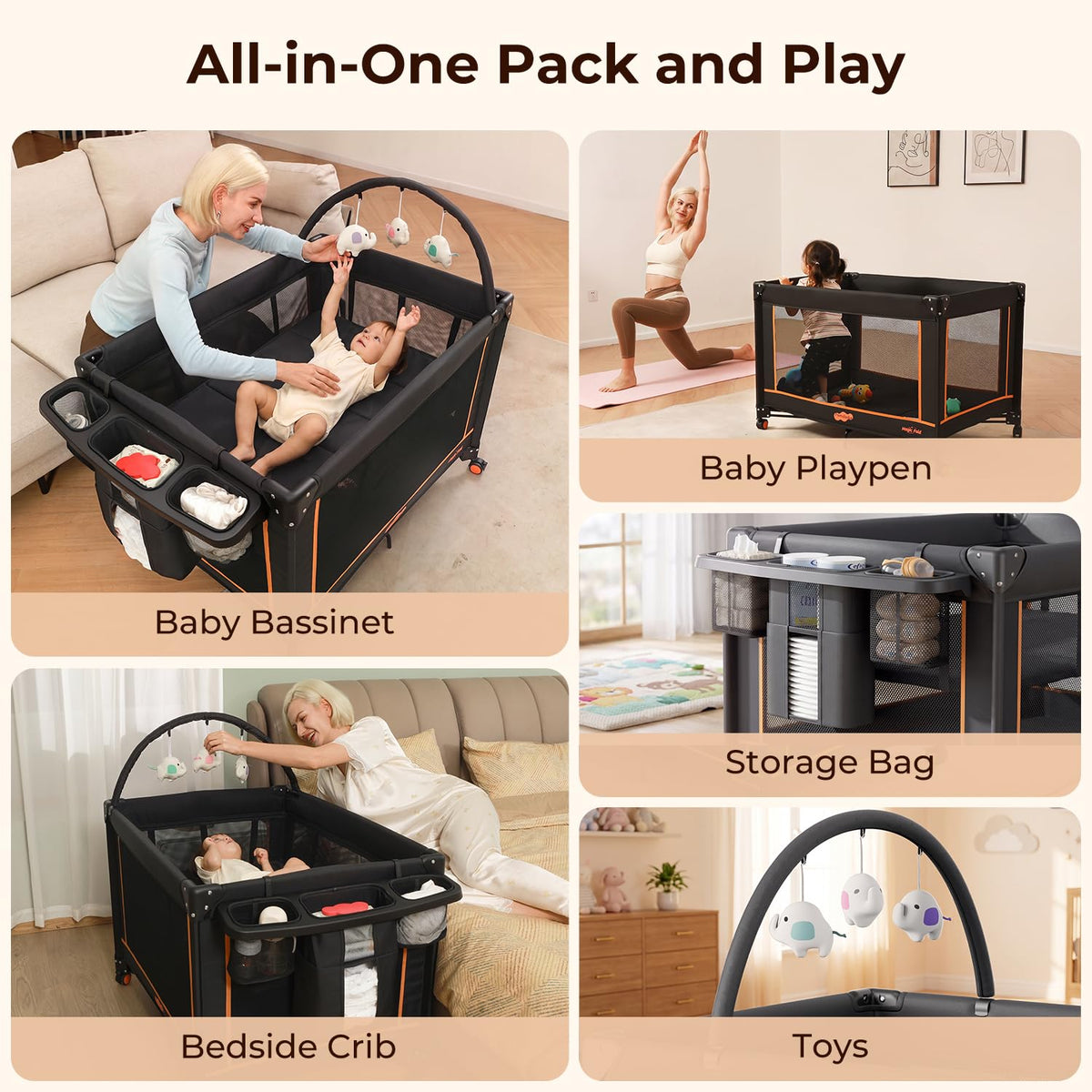 Portable Foldable Playard with Mattress and Storage Bag E202