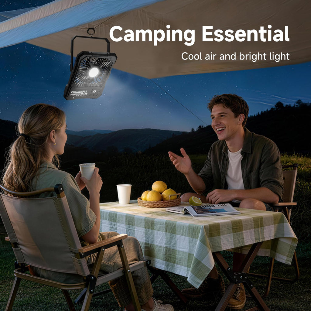 20000mAh Rechargeable Battery Powered Fan with LED Light P512