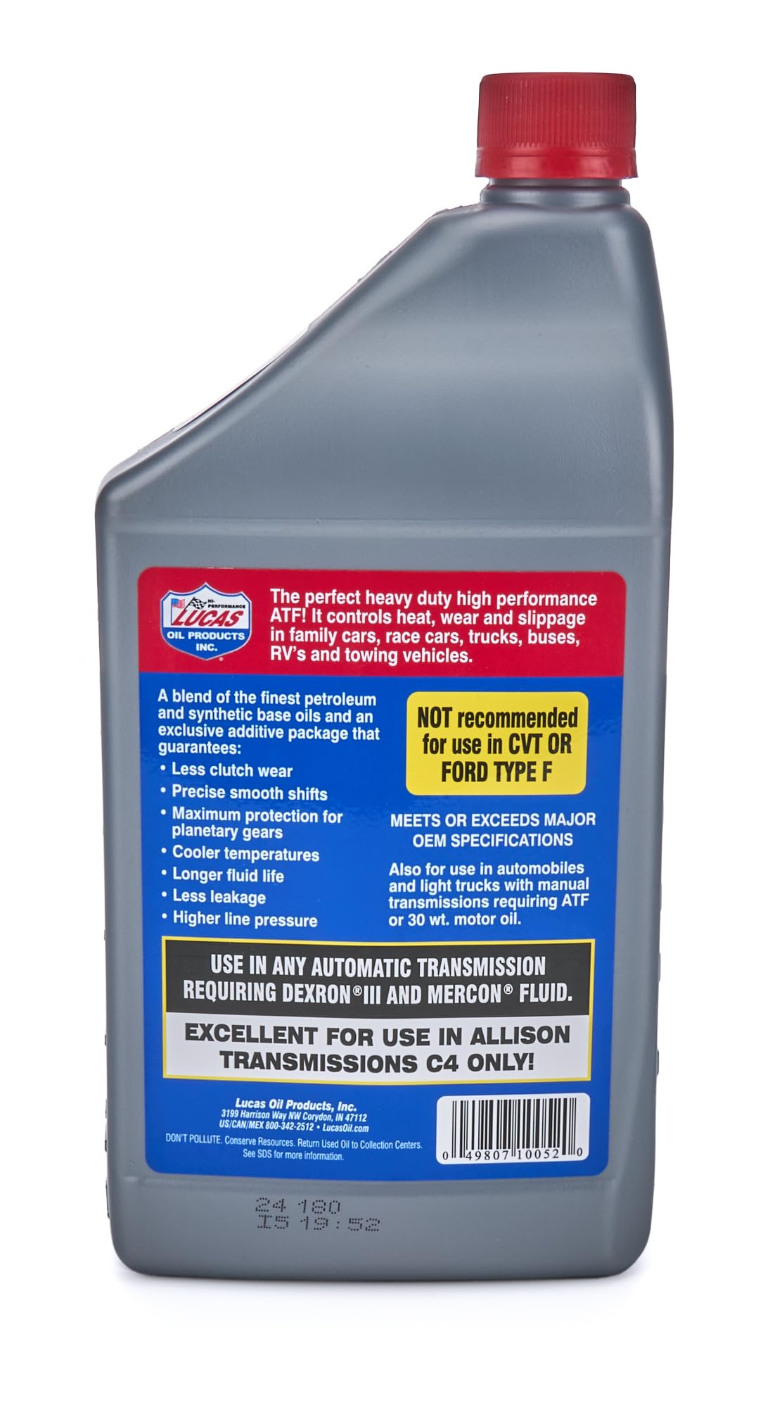 Semi-Synthetic Automatic Transmission Fluid 1 Quart Pack of 6 U9897