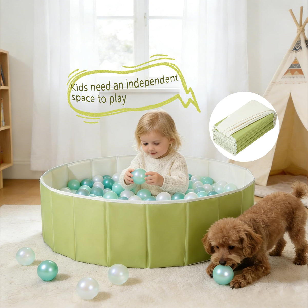 40 Inch Foldable Ball Pit with Storage Bag V29739