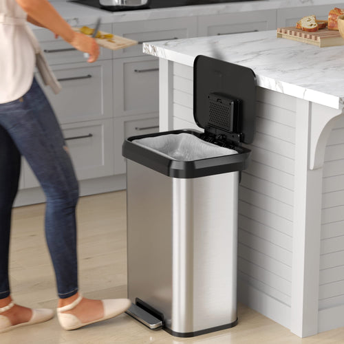 13.2 Gallon Stainless Steel Step Trash Can V17265