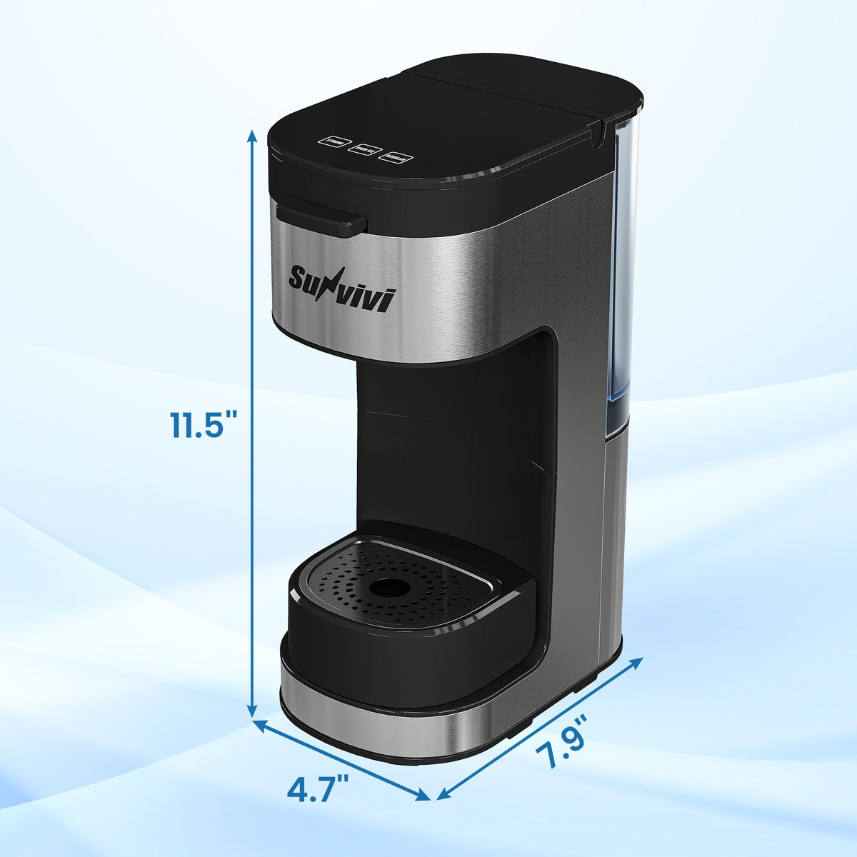 3-in-1 Single Serve Coffee Maker with Removable Water Reservoir, Black O920