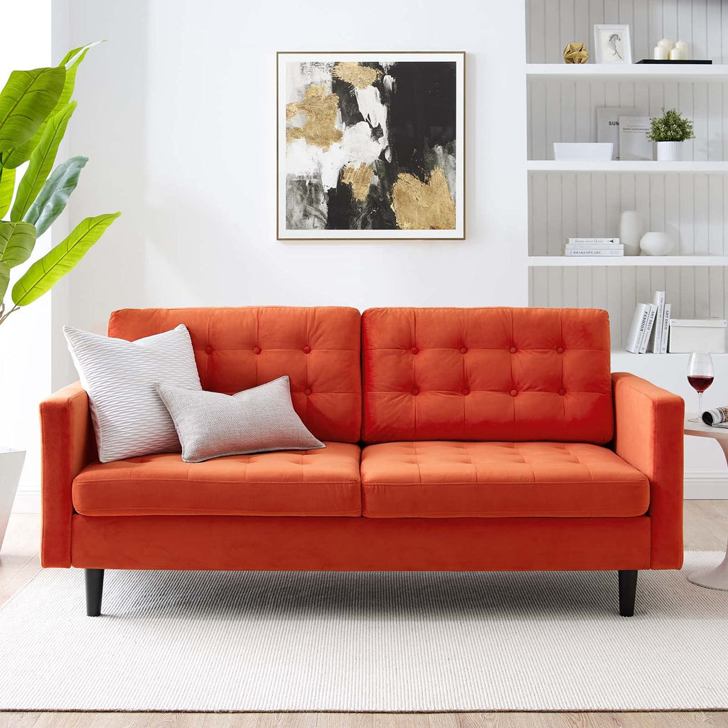 Orange Tufted Performance Velvet Sofa G174