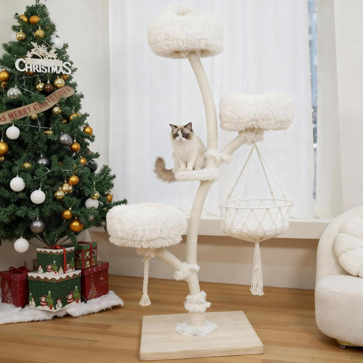 70" Multi-Level Cat Tree Tower with Plush Perches and Sisal Scratching Posts T29060