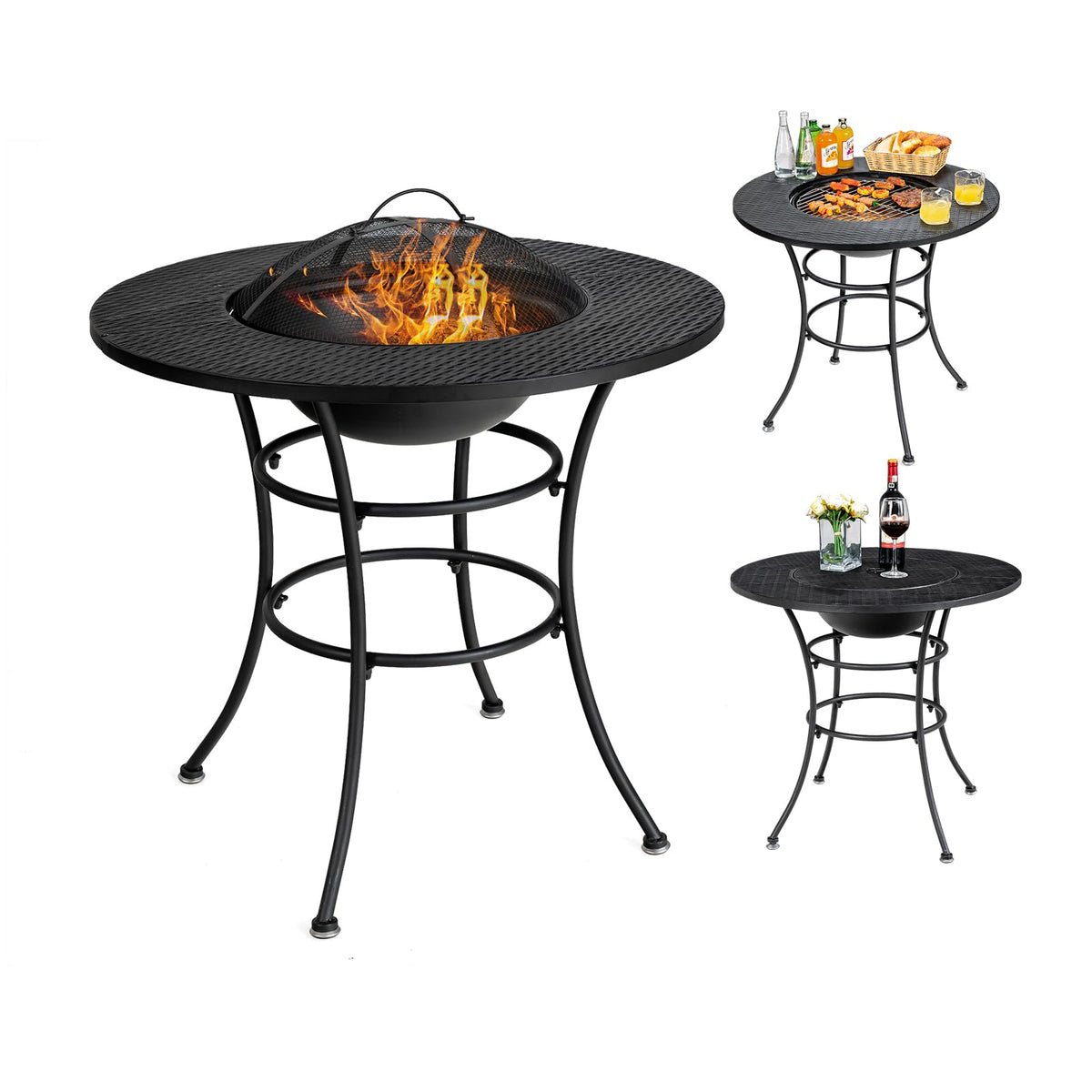 4-in-1 Outdoor Fire Pit Dining Table W479
