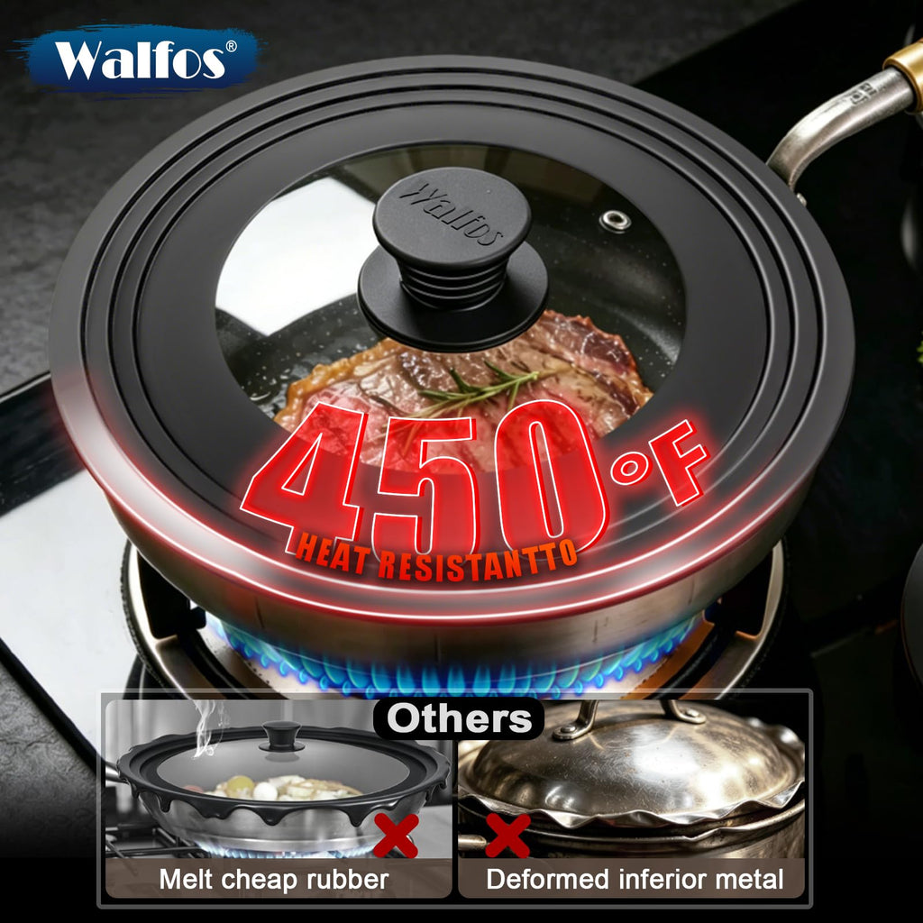 Universal Pan Lid with Heat Resistant Silicone Rim and Tempered Glass, Fits 8" to 12" Cookware S1951